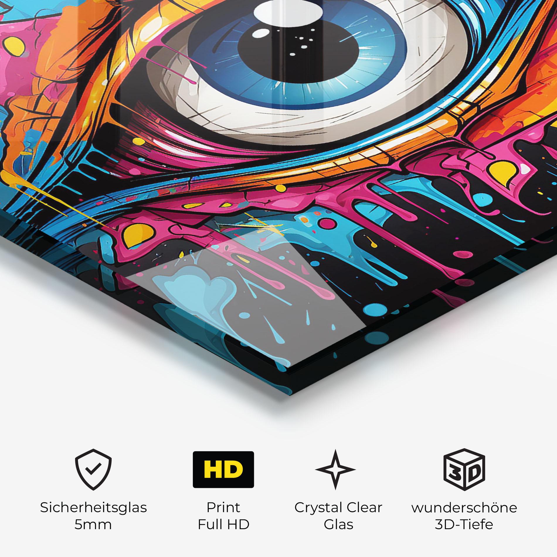 Glasbild Graffitistyle Eye mockup 3