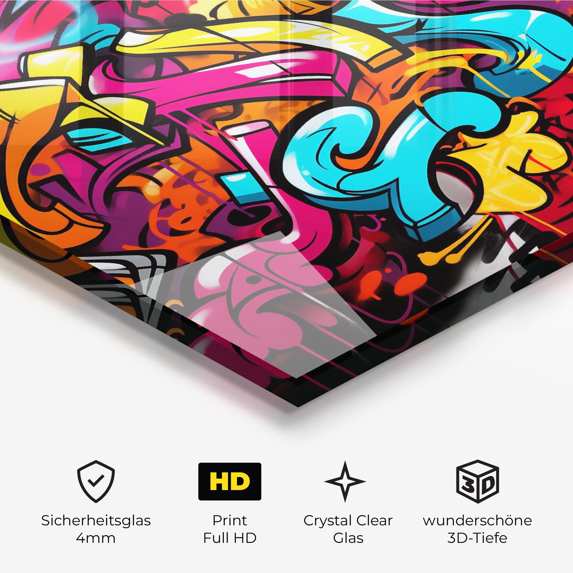 Glasbild Abstract Graffiti mockup 3