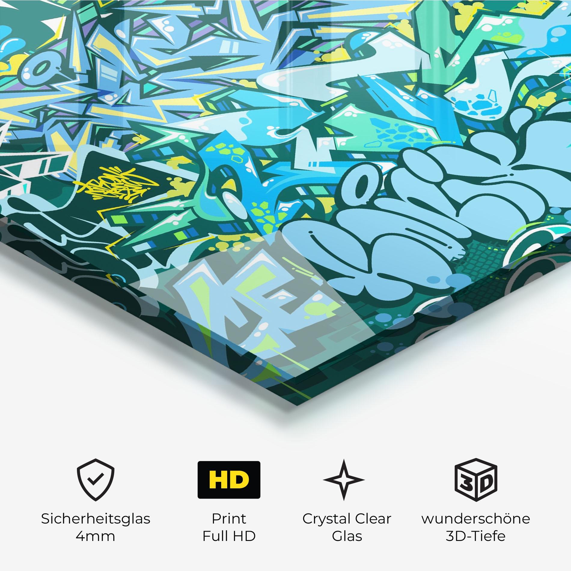 Glasbild Be One Graffiti mockup 3