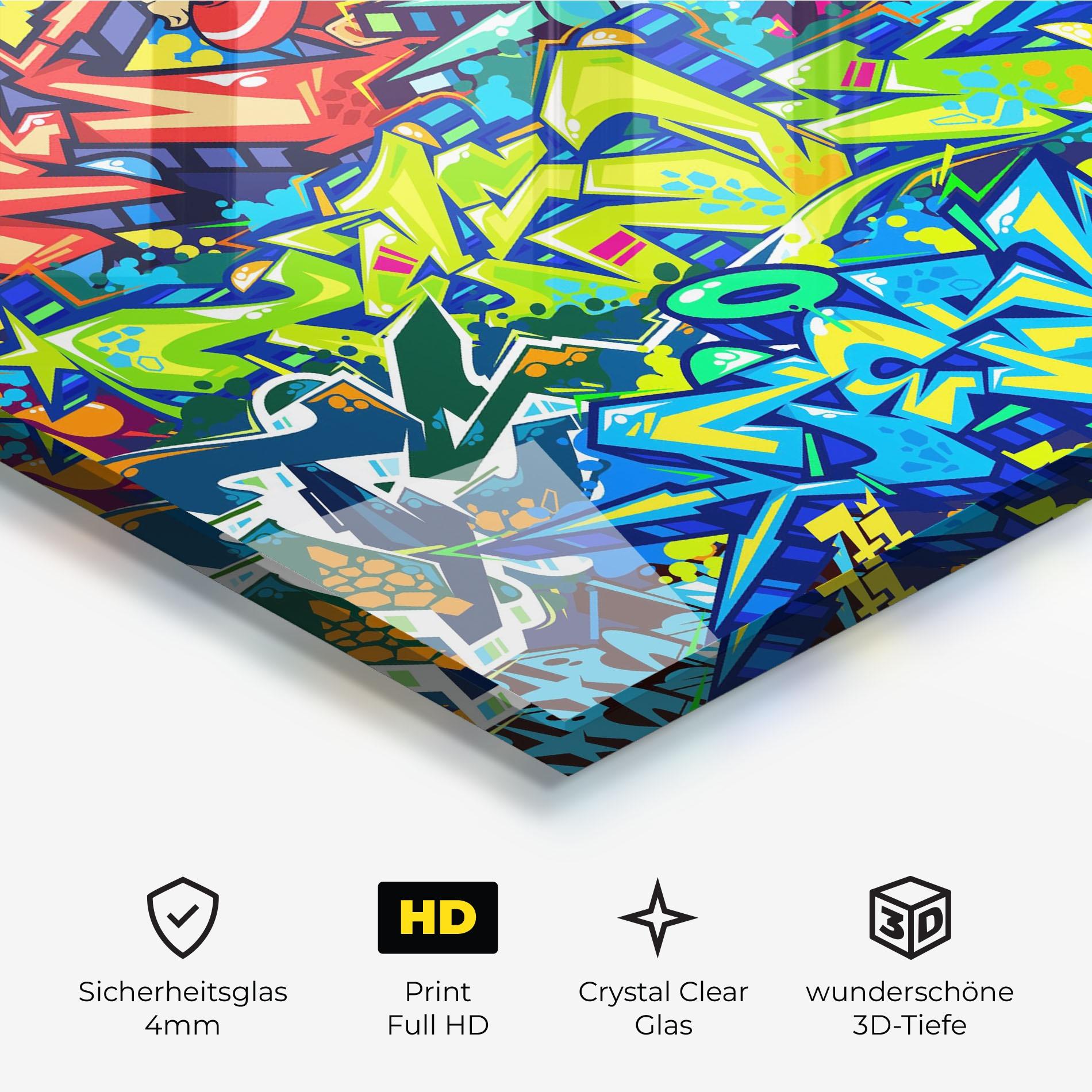 Glasbild Colorful Graffiti mockup 3
