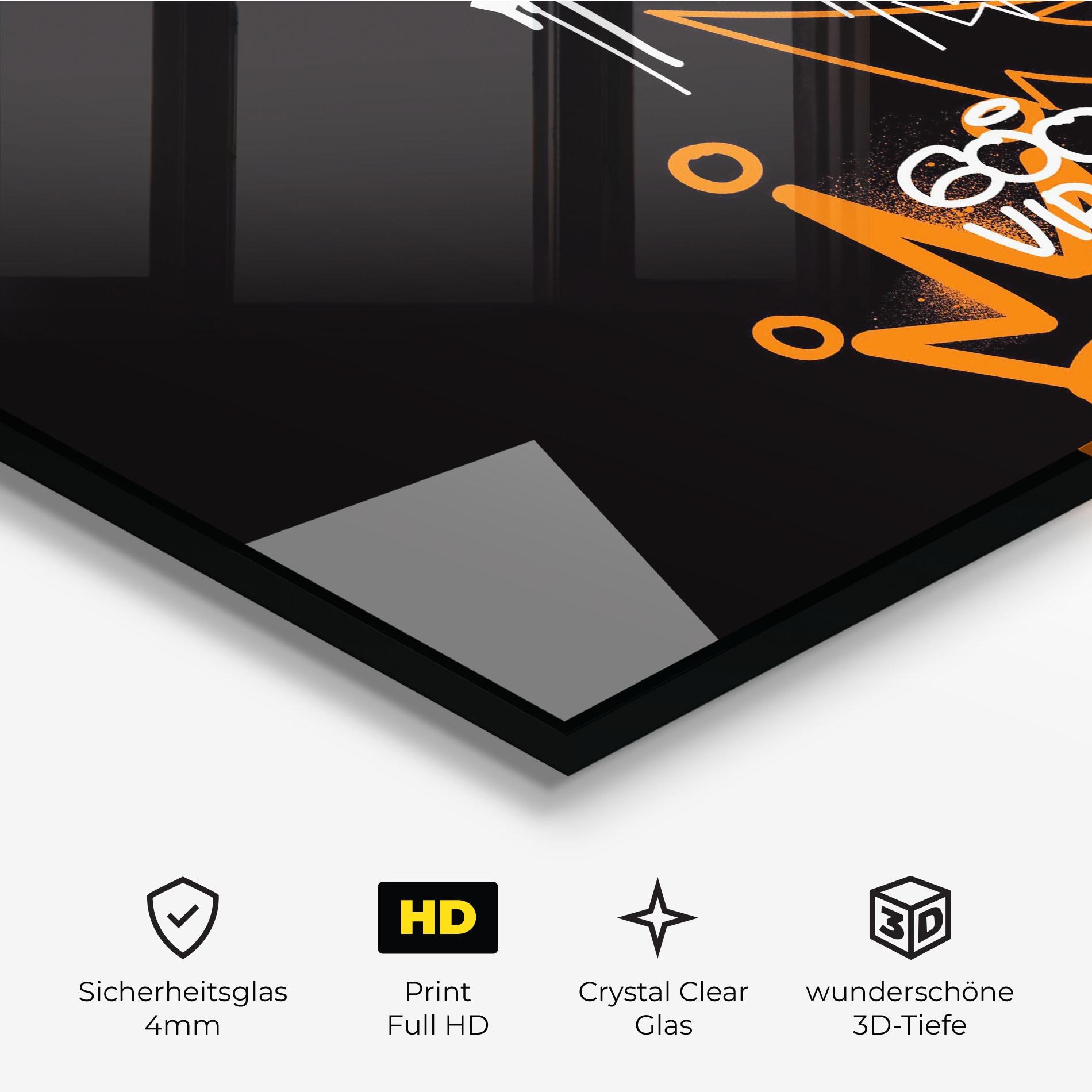 Glasbild Good Vibes Graffiti mockup 3