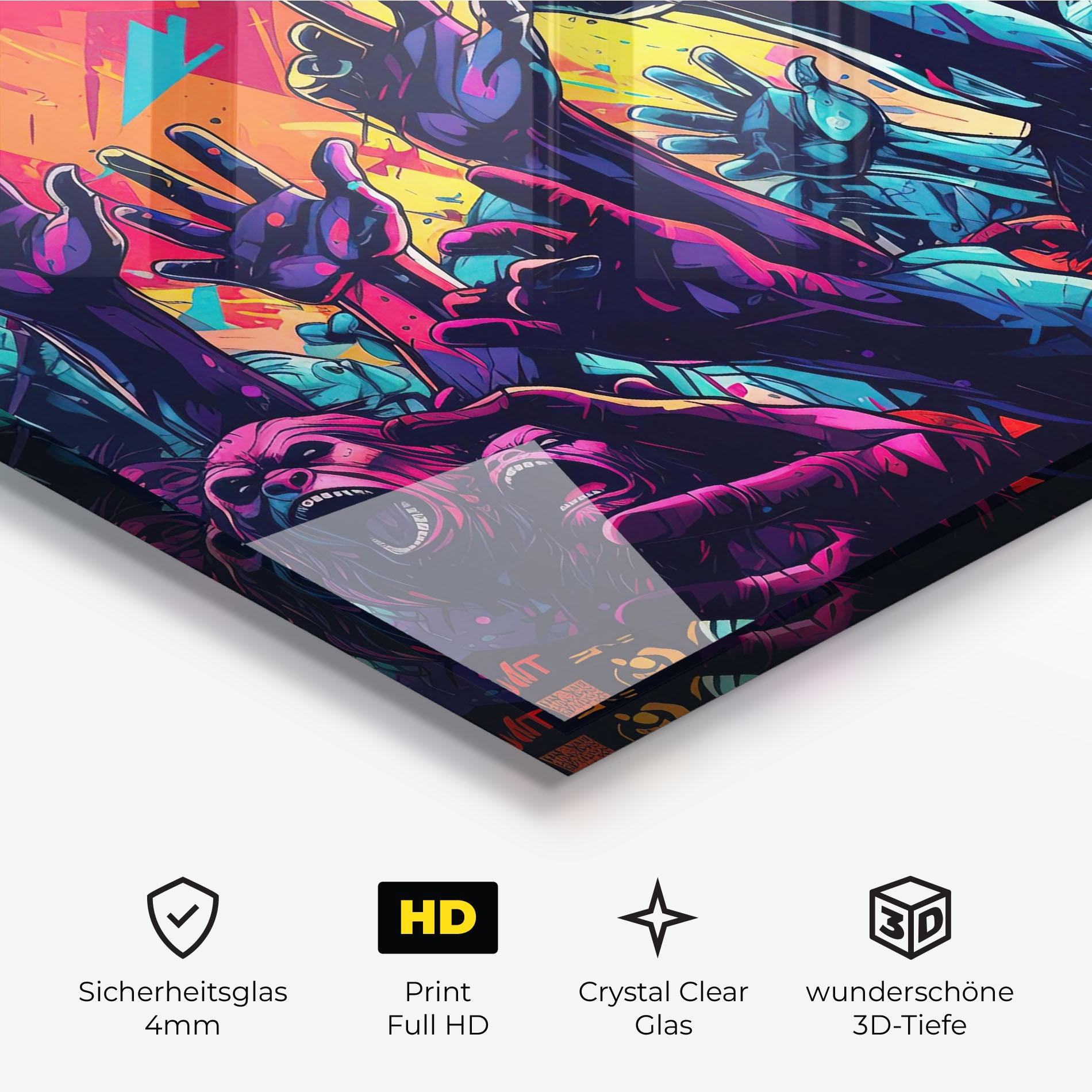 Glasbild Graffiti Animals mockup 3