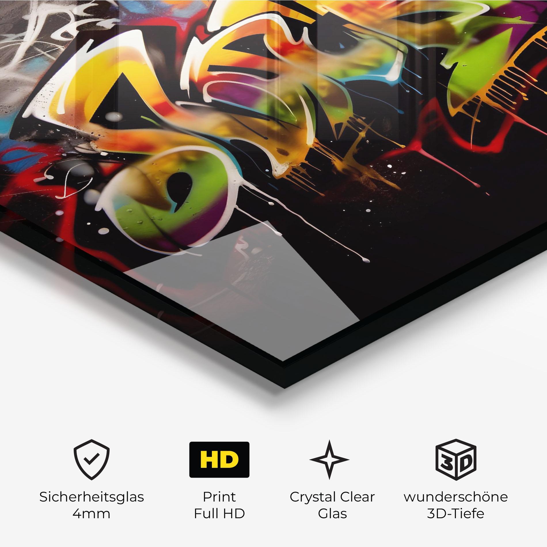 Glasbild Graffiti Style Wall mockup 3