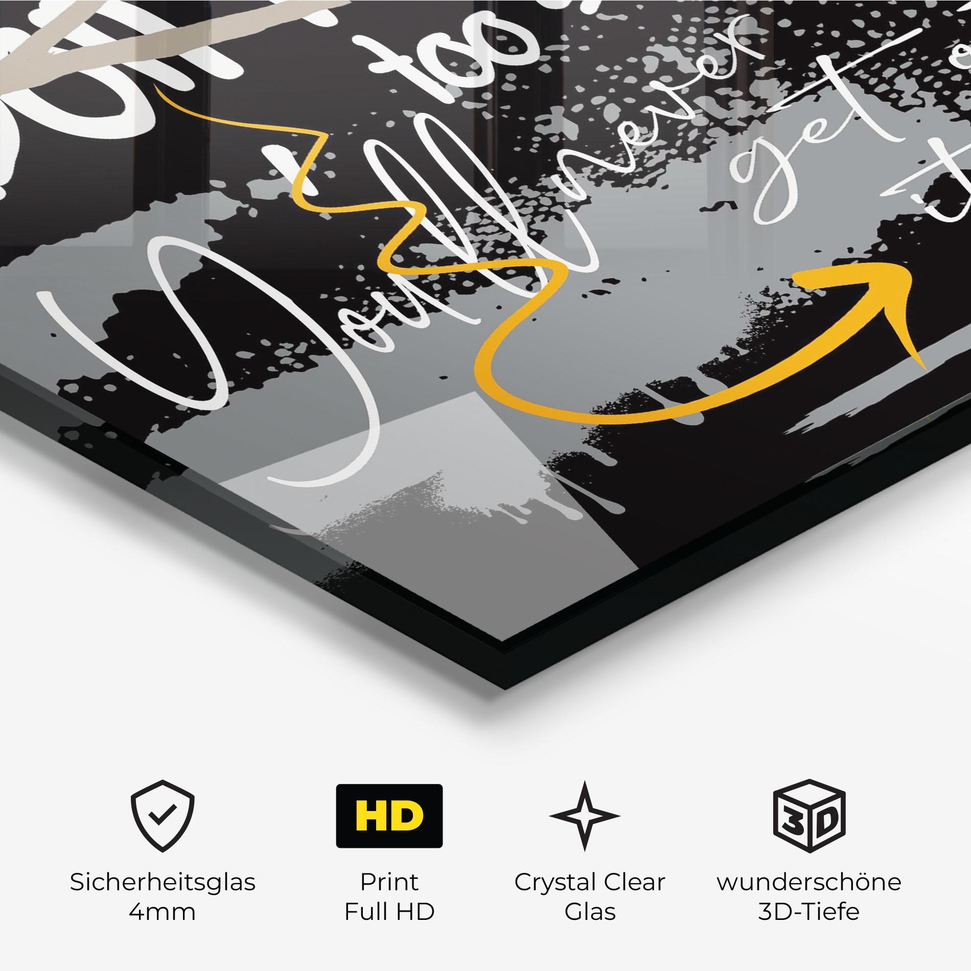 Glasbild Grey Orange Graffiti mockup 3