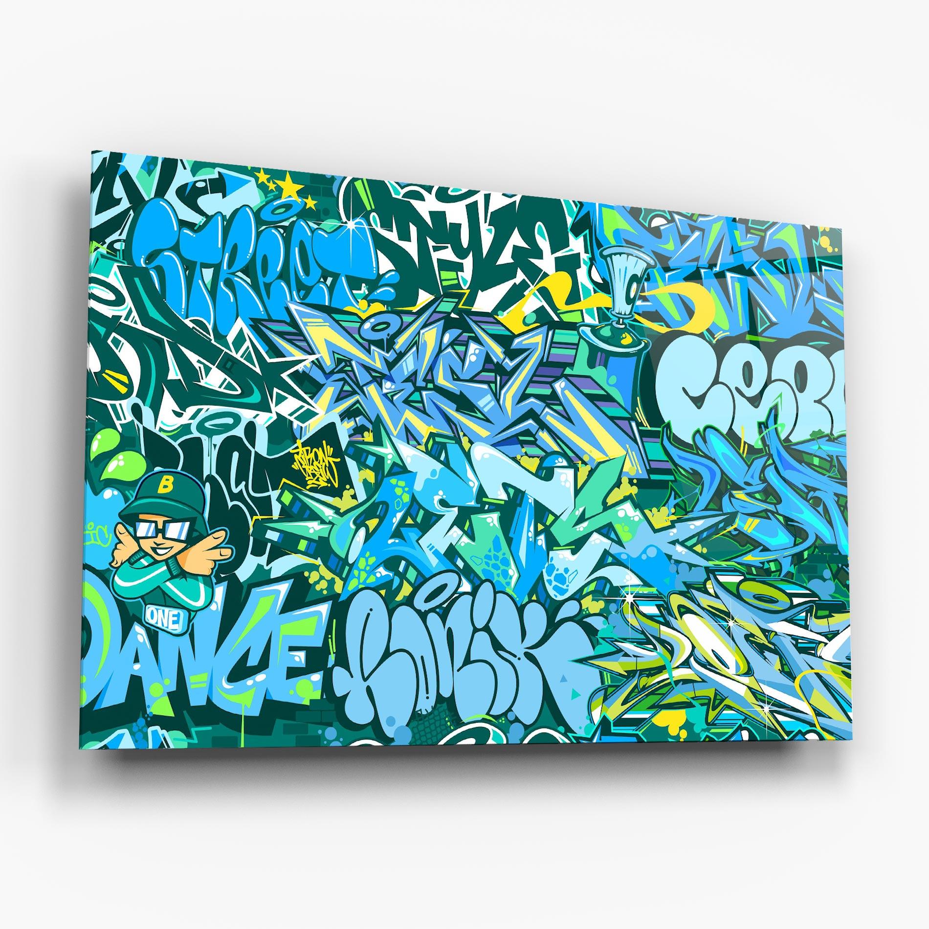 Glasbild Be One Graffiti mockup 6