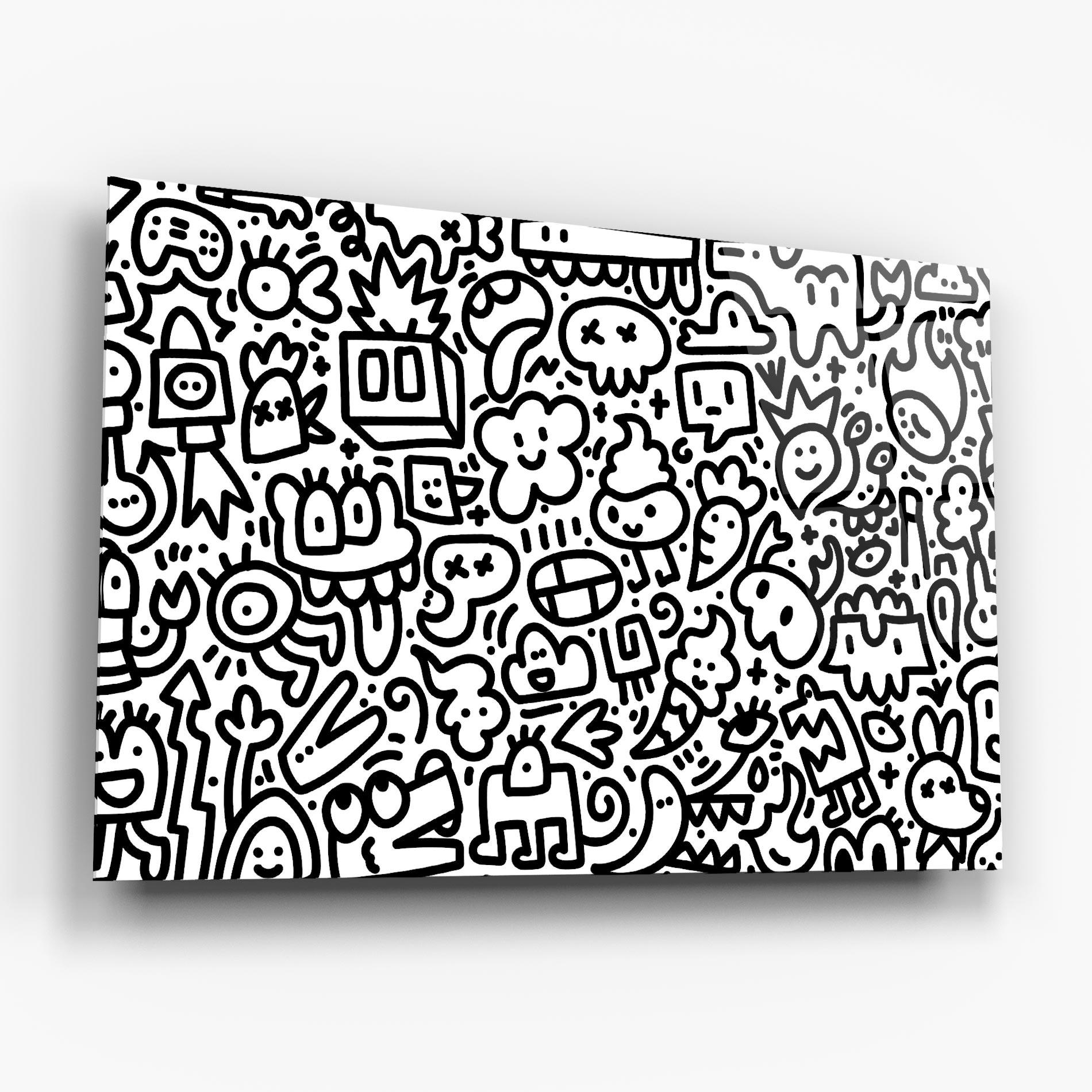 Glasbild Black Line Doodle mockup 6