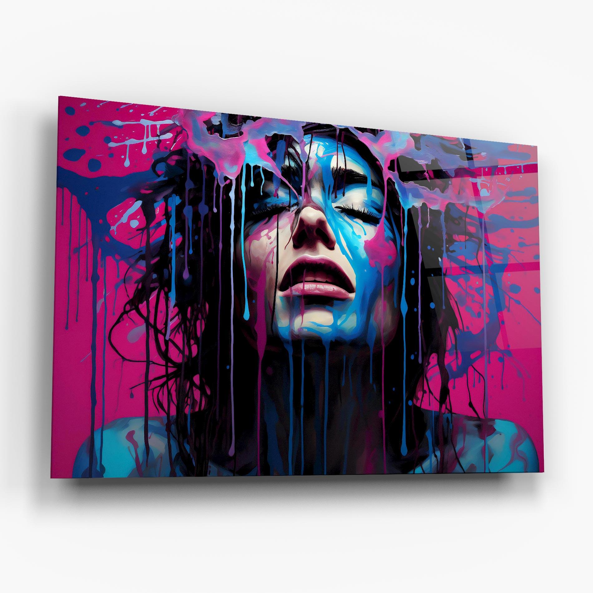 Glasbild Blue Pink Woman mockup 6