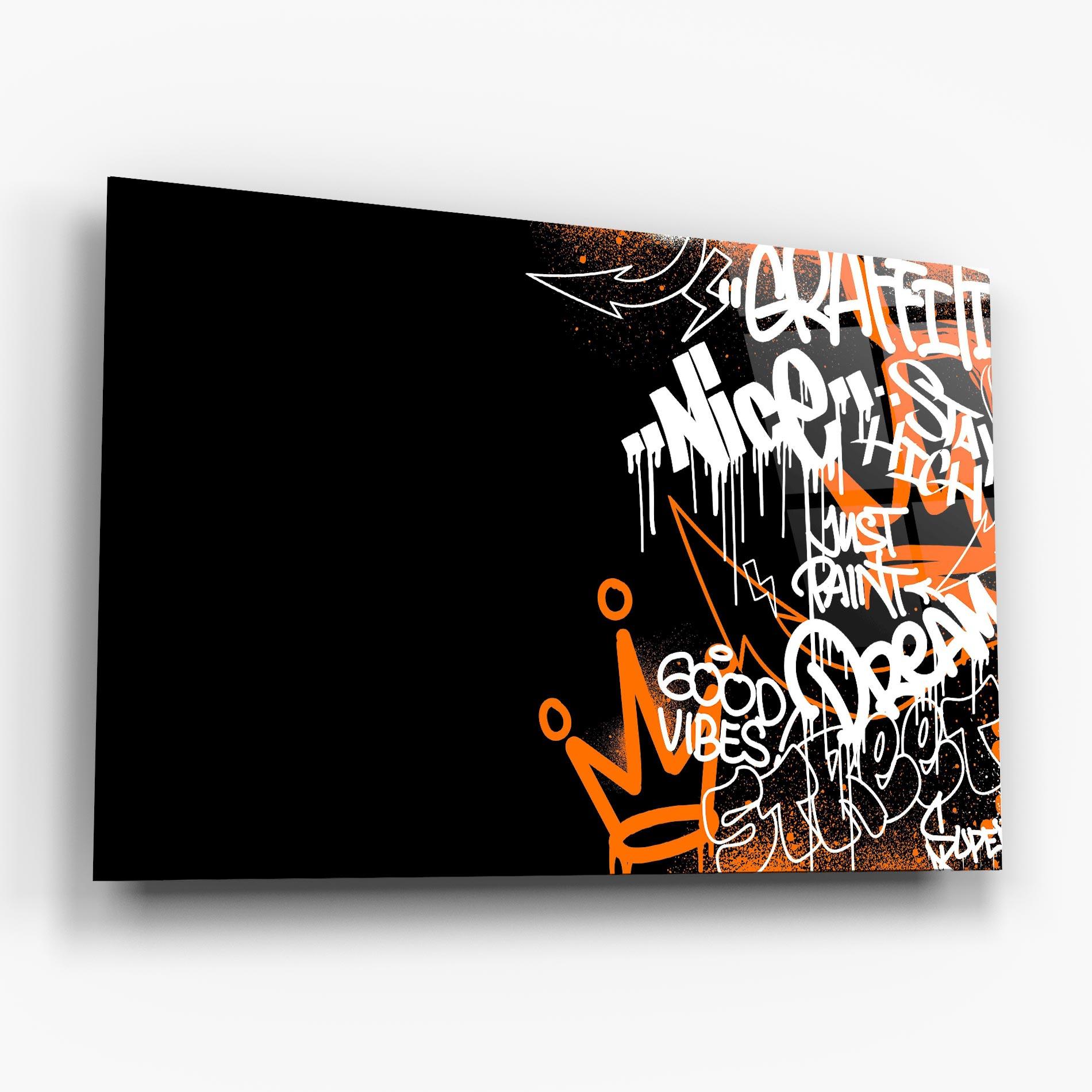 Glasbild Good Vibes Graffiti mockup 6