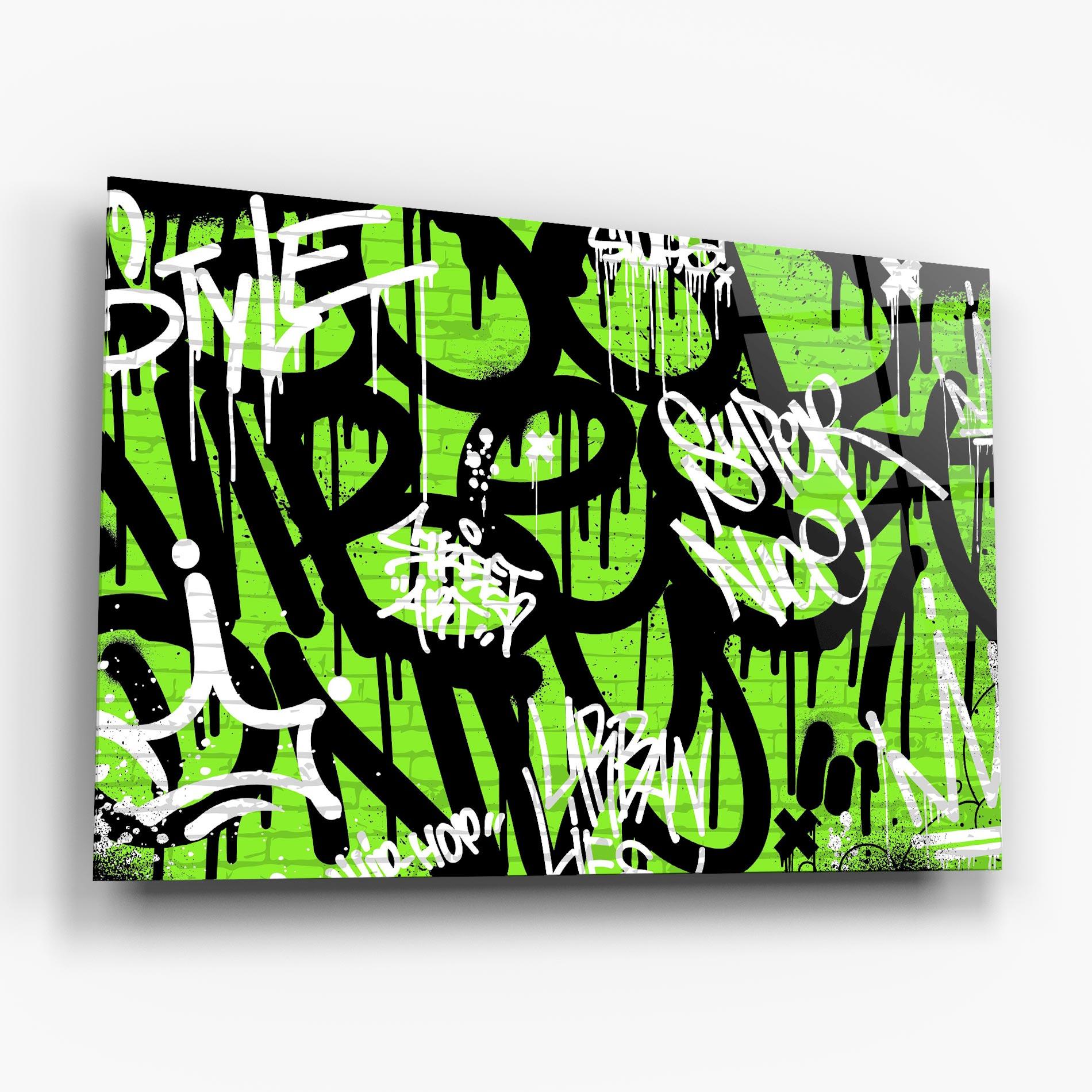 Glasbild Graffiti Green Style mockup 6