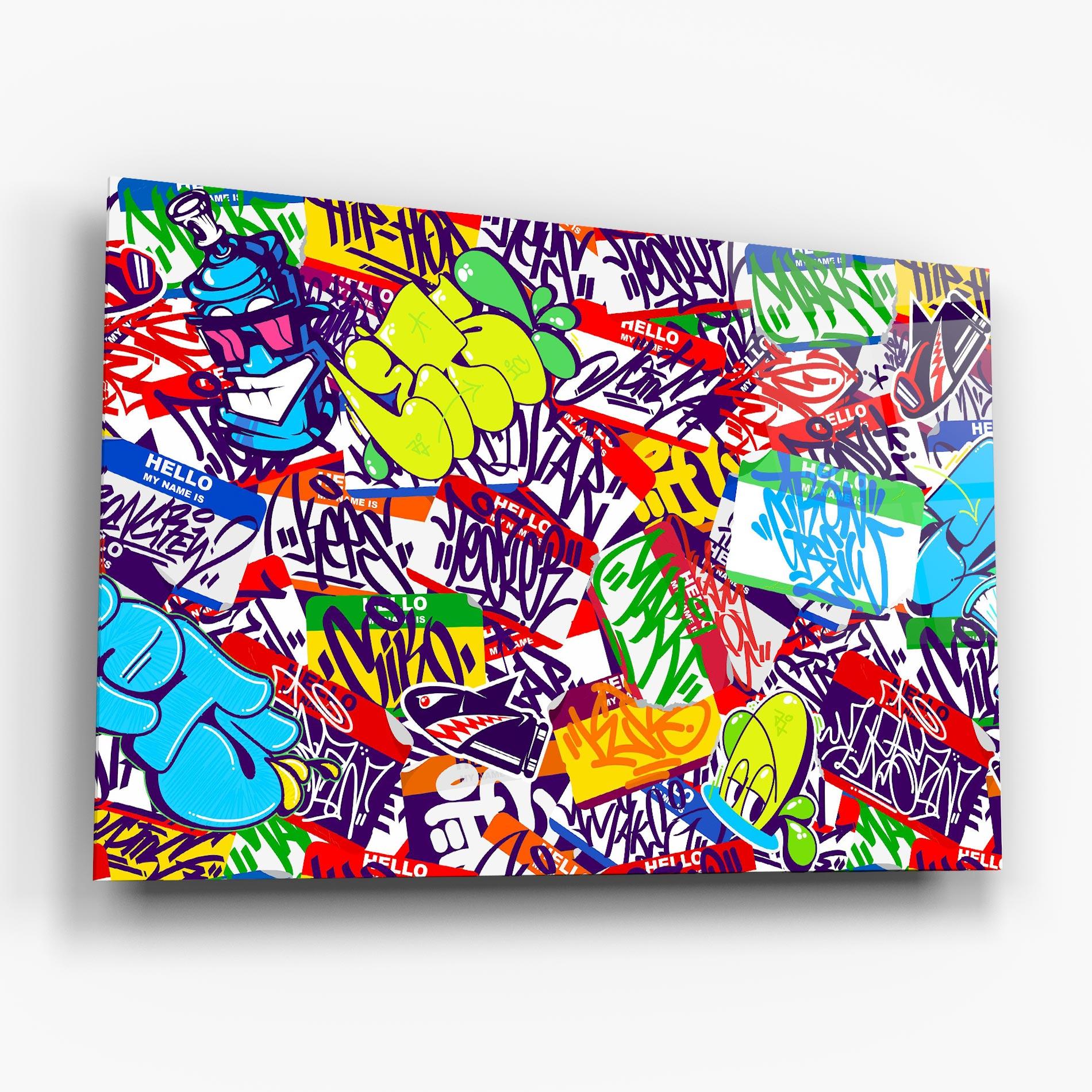 Glasbild Hello Graffiti Name mockup 6