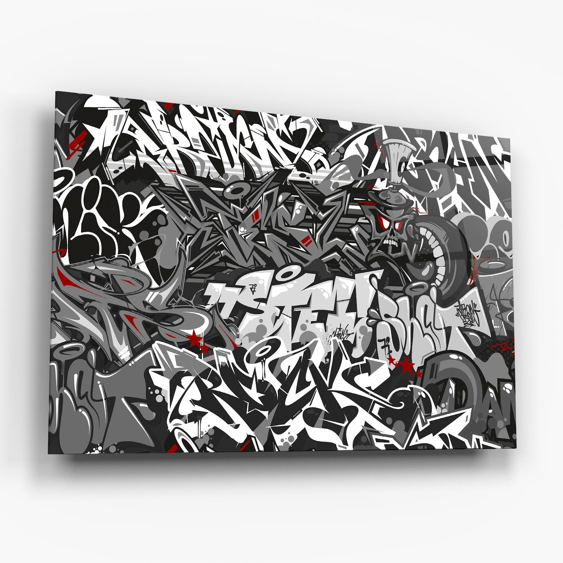 Glasbild Skull Graffiti mockup 6