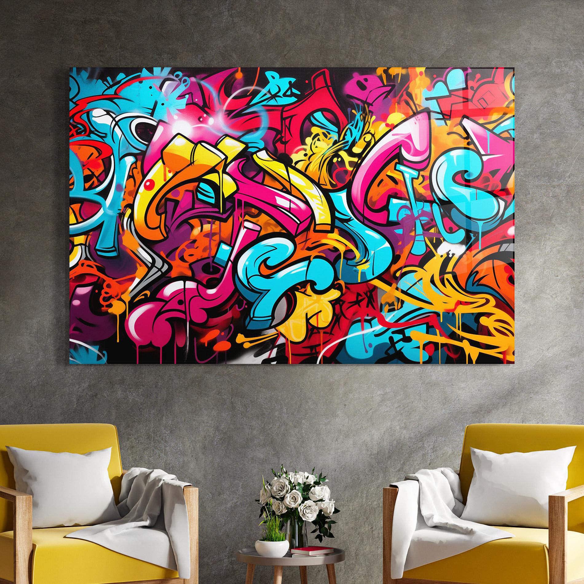 Glasbild Abstract Graffiti mockup 4