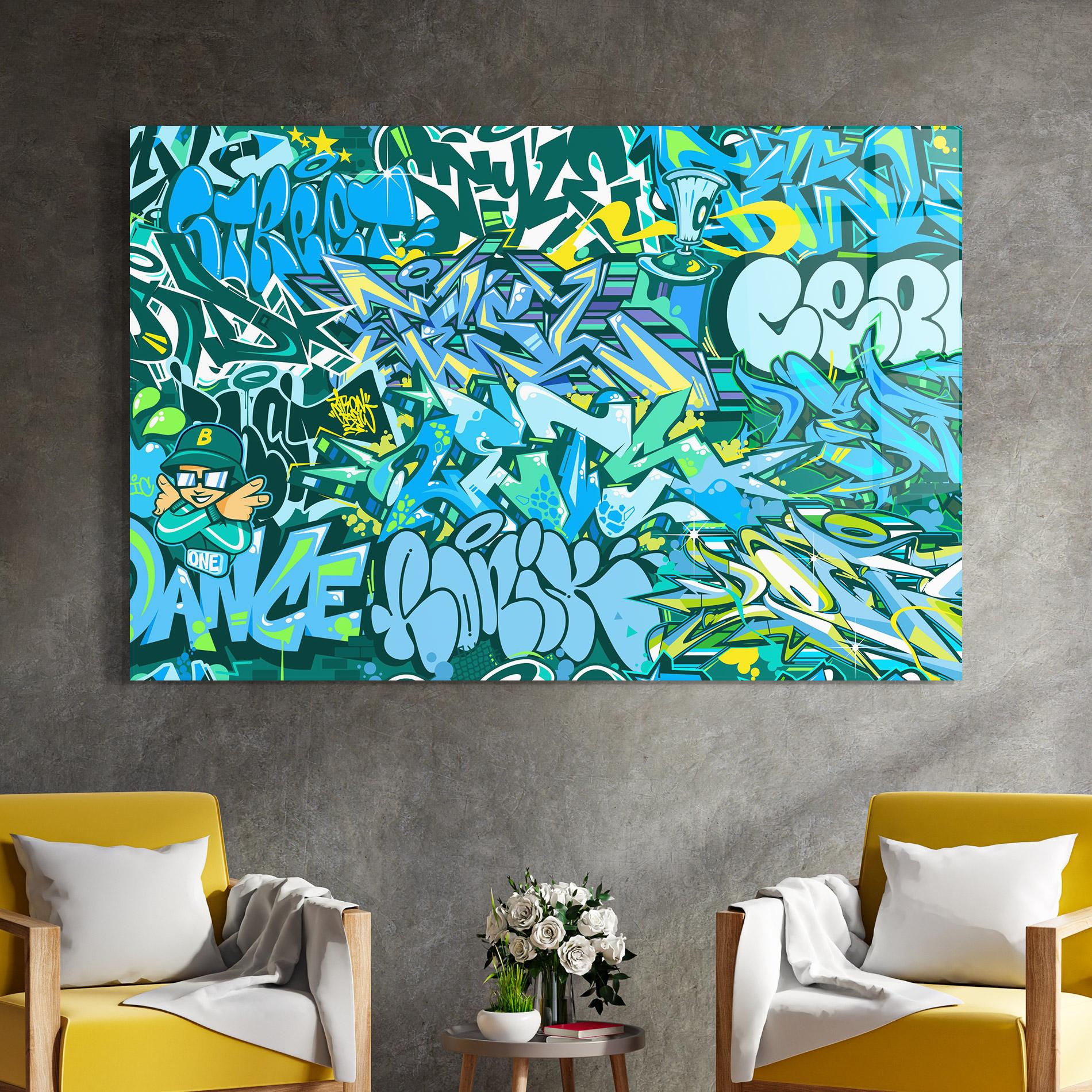 Glasbild Be One Graffiti mockup 4