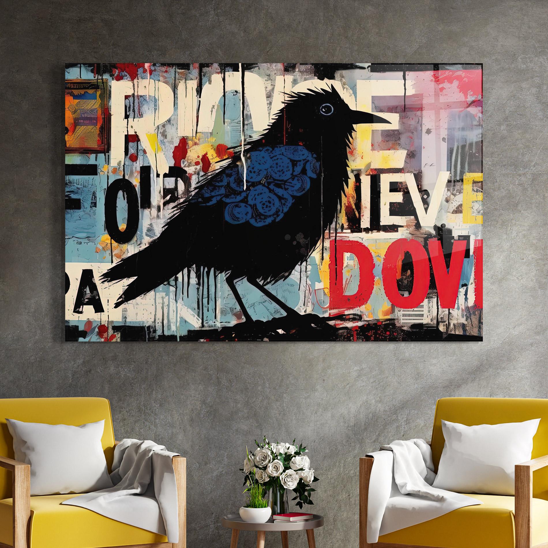 Glasbild Bird Old Doodle mockup 4