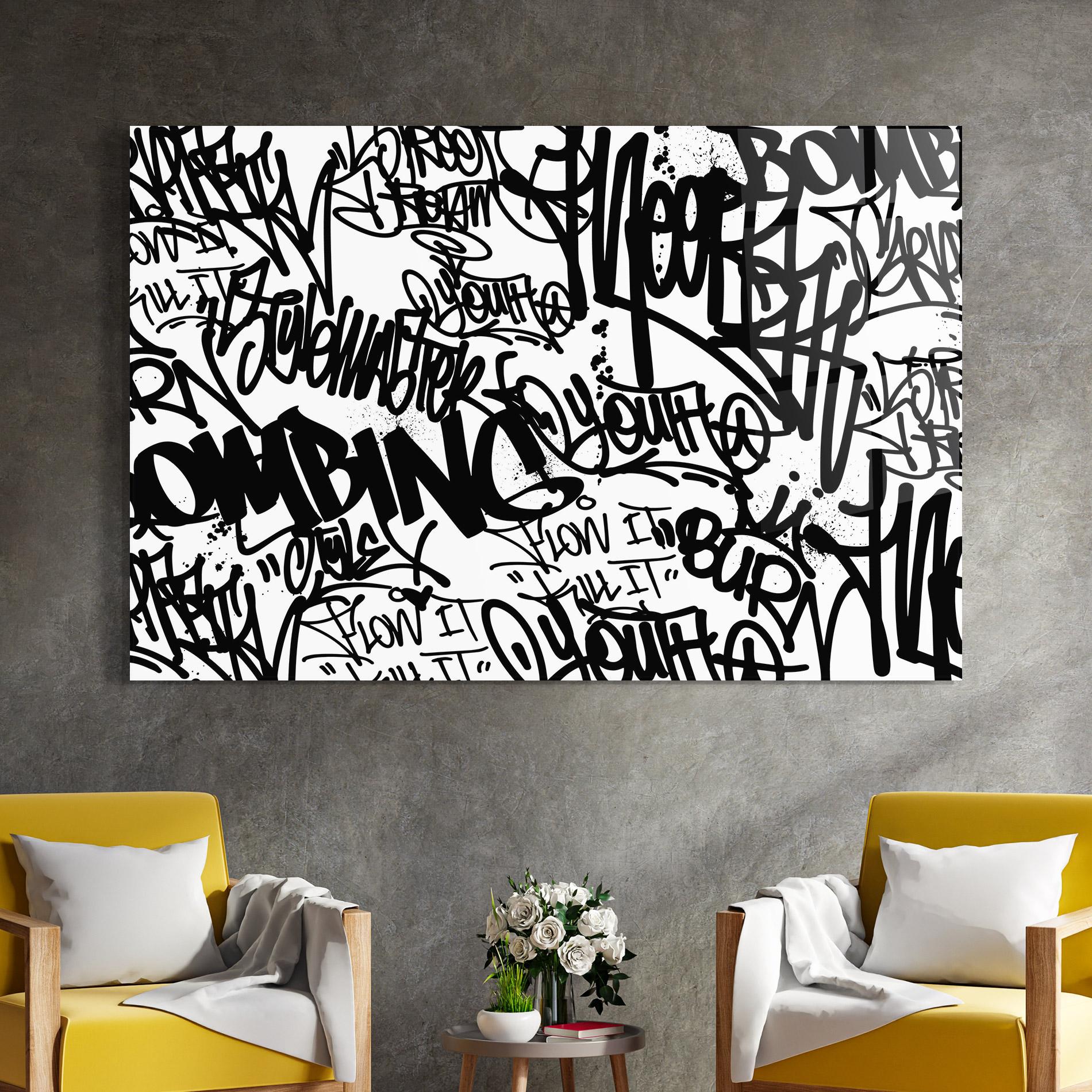 Glasbild Black Tags mockup 4