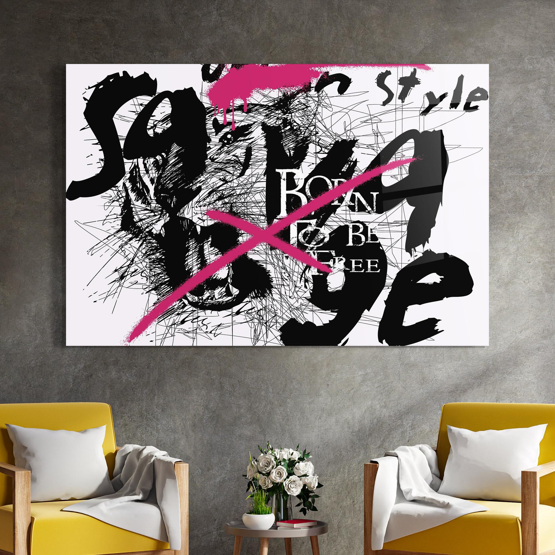 Glasbild Born Free Graffiti mockup 4