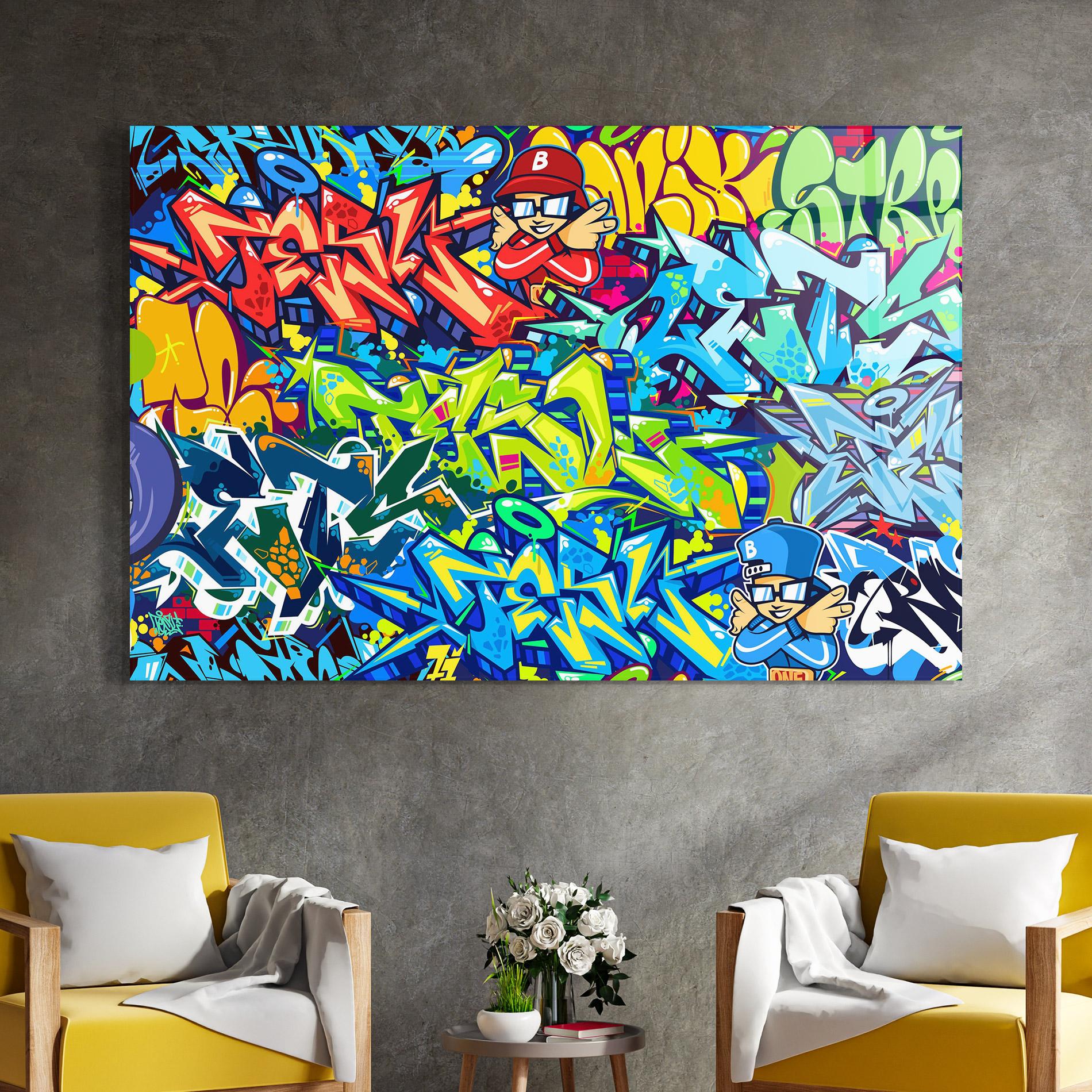Glasbild Colorful Graffiti mockup 4