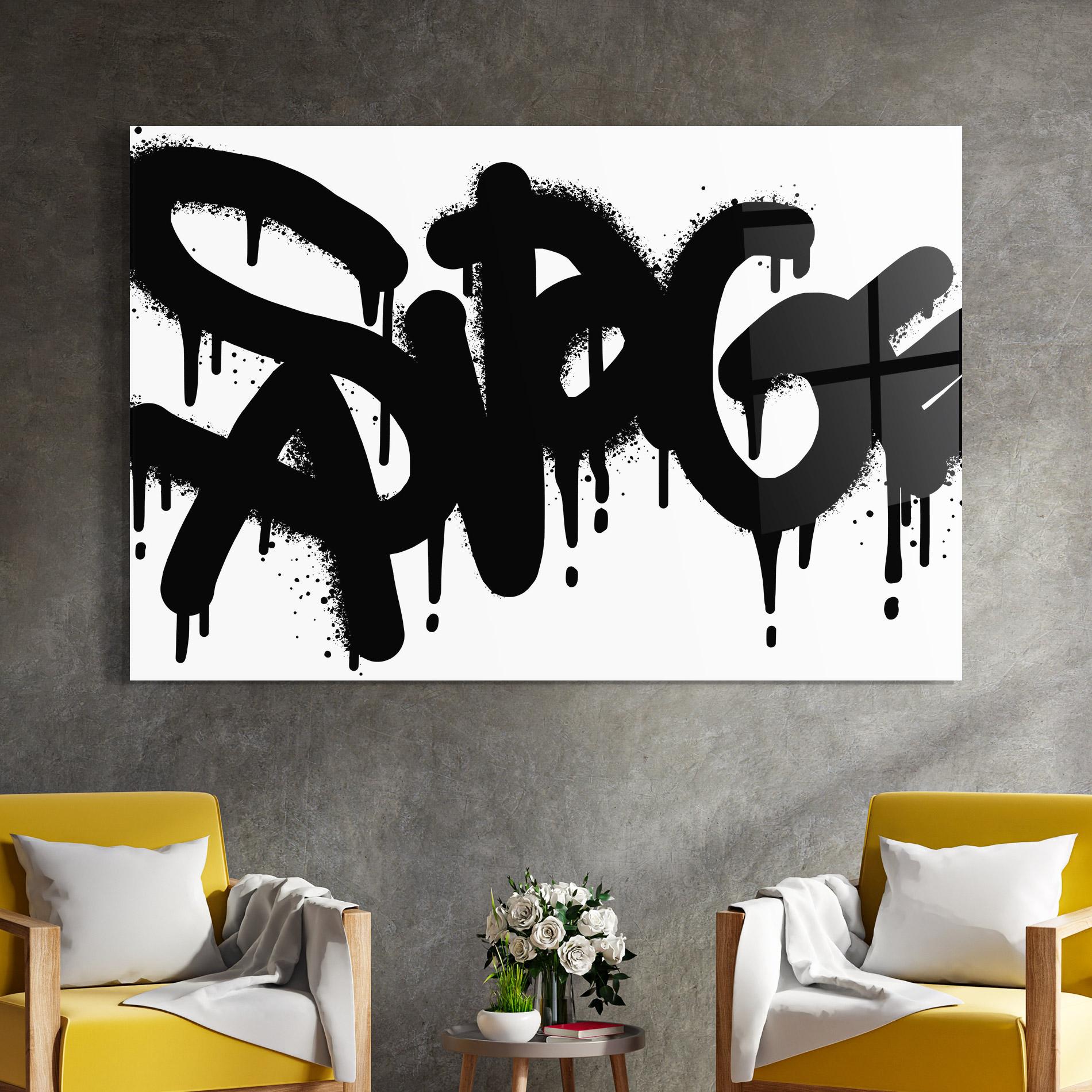 Glasbild Graffiti Savage mockup 4