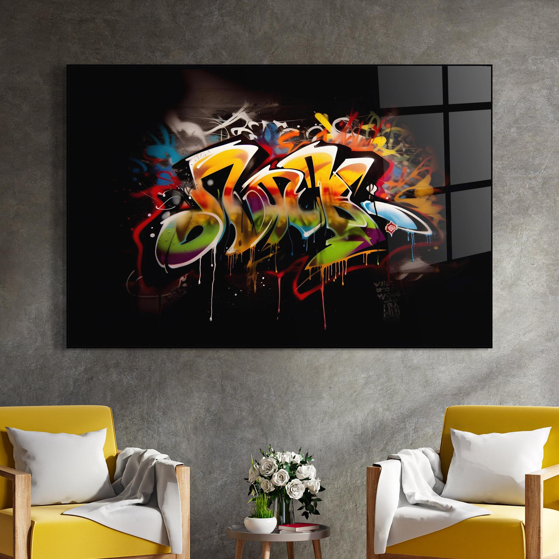 Glasbild Graffiti Style Wall mockup 4