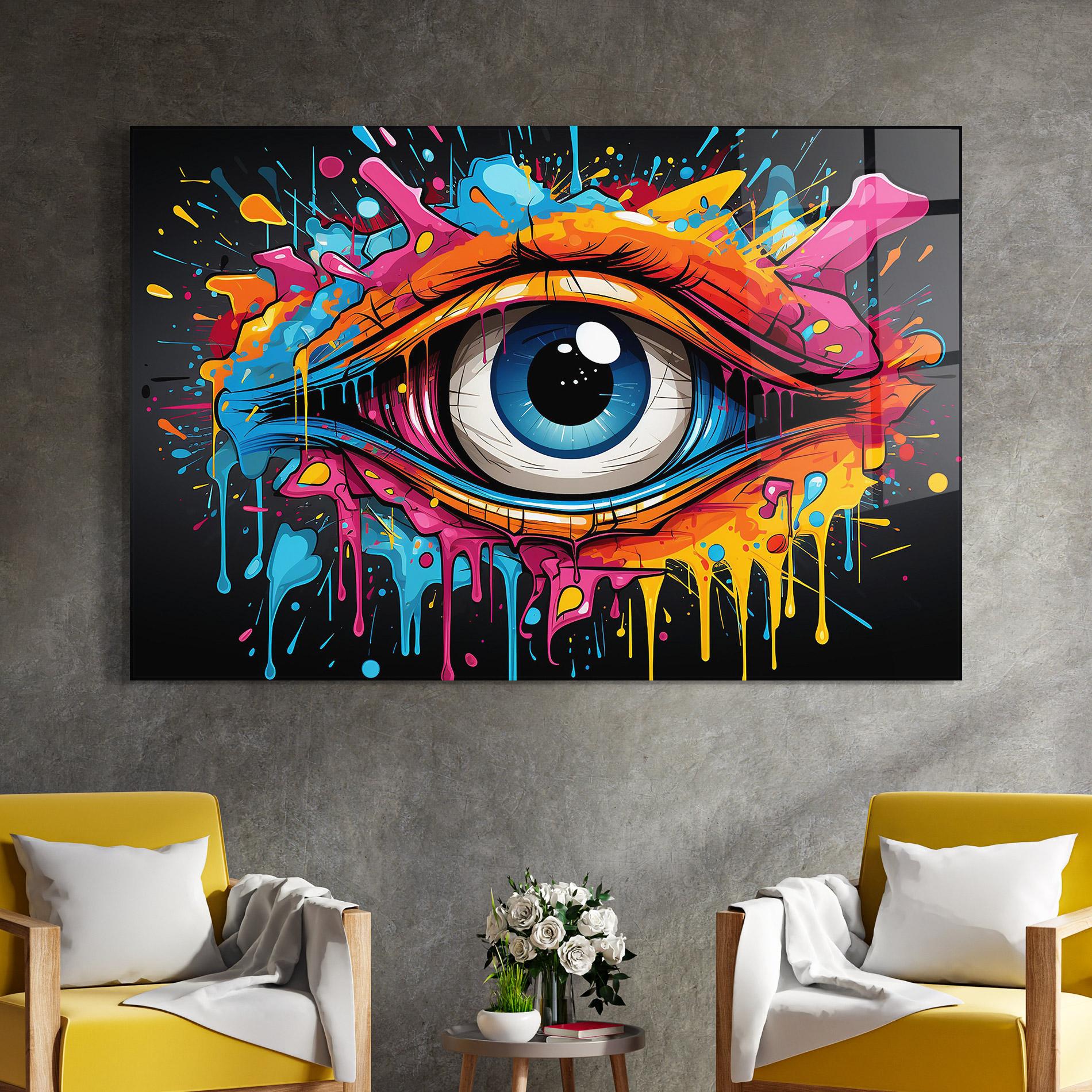 Glasbild Graffitistyle Eye mockup 4