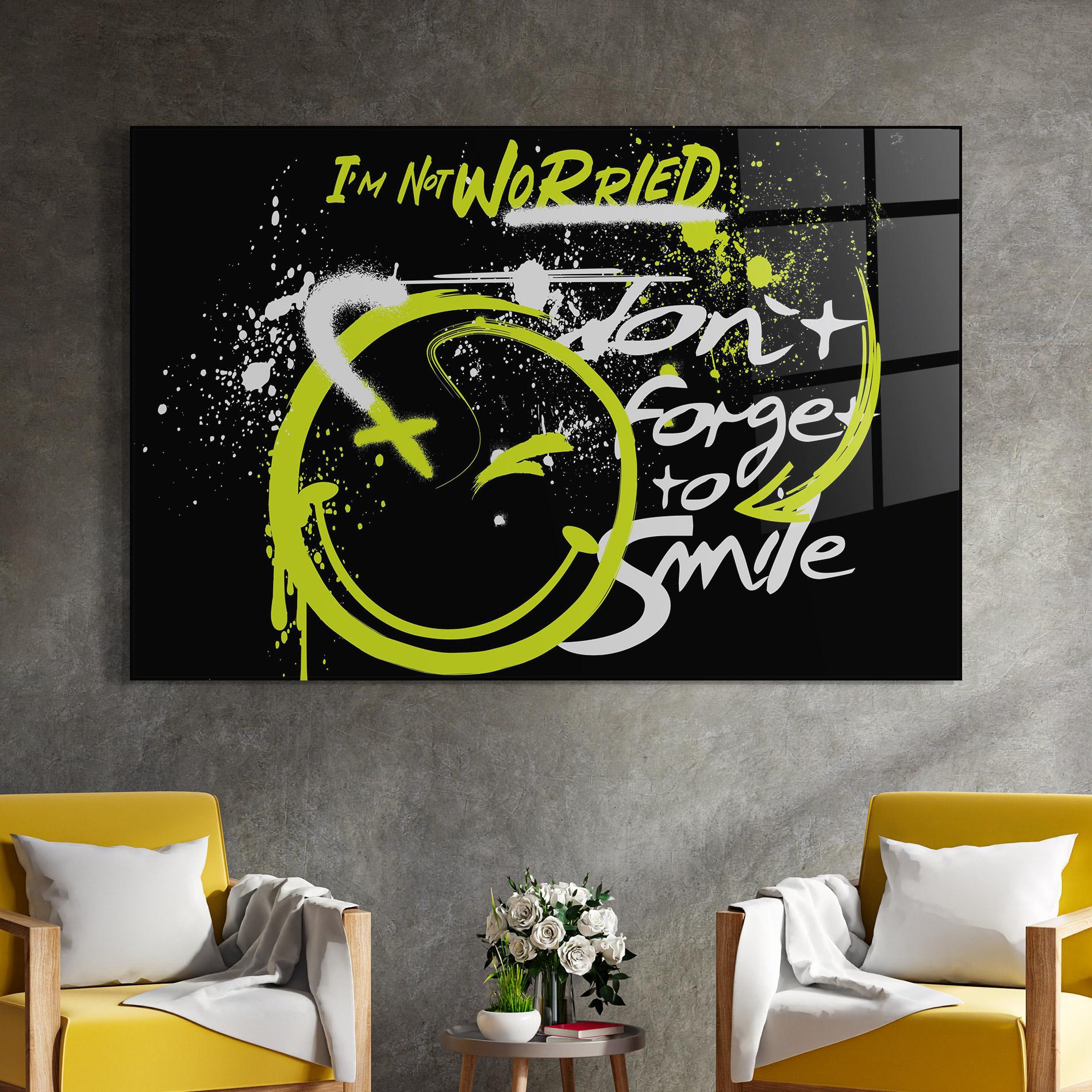 Glasbild Green Smile Graffiti mockup 4