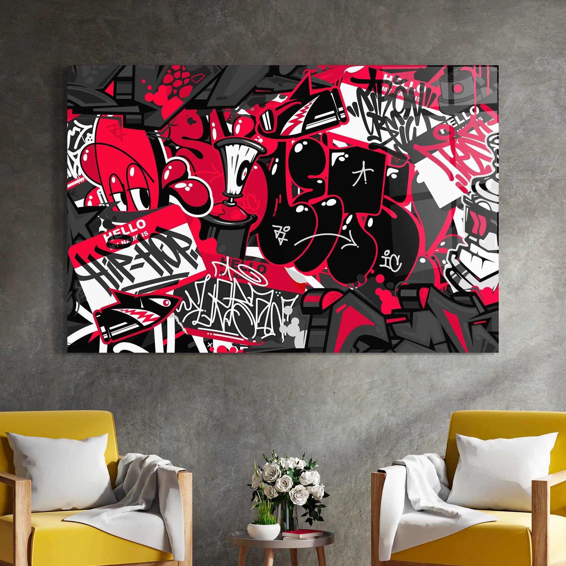 Glasbild Hip Hop Graffiti mockup 4