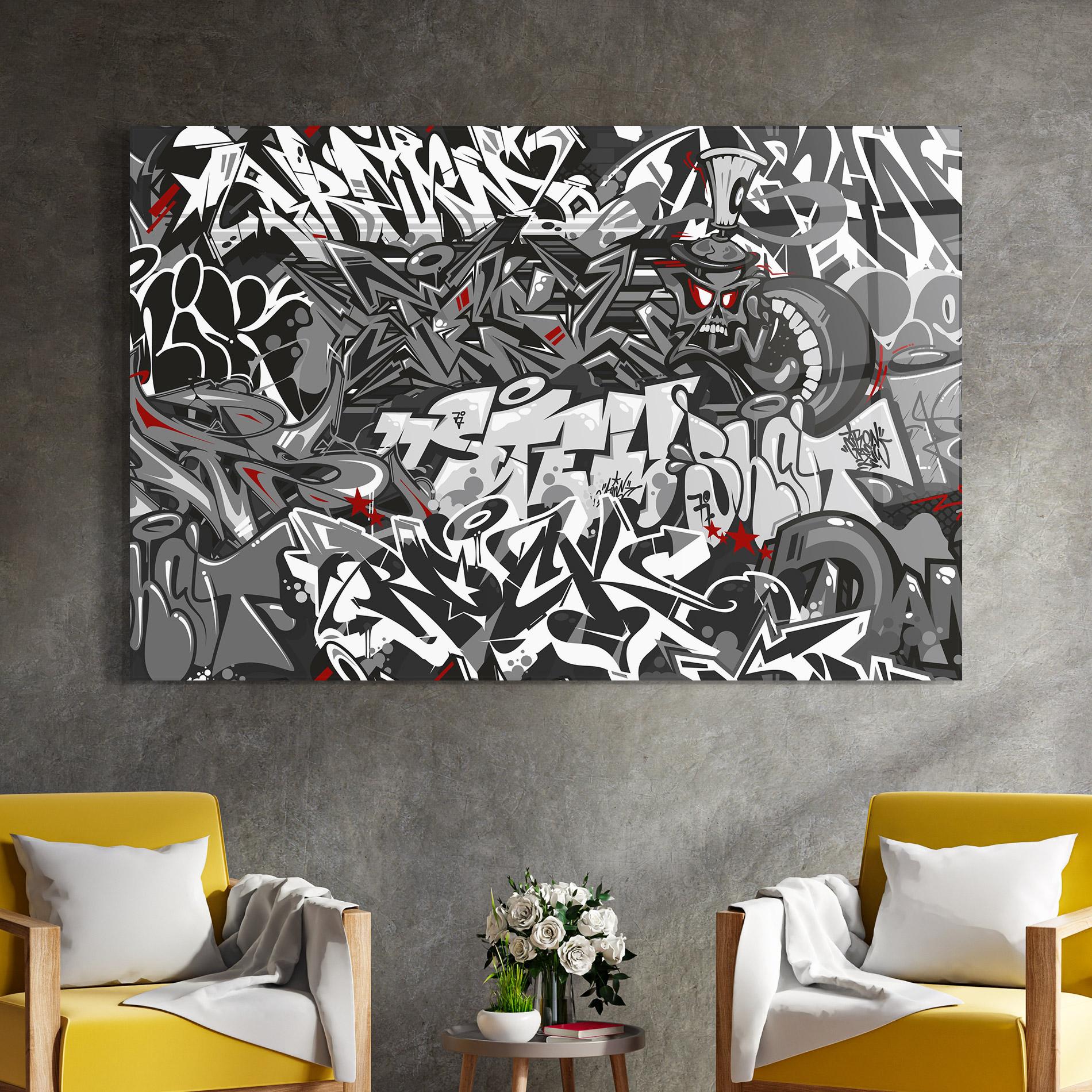 Glasbild Skull Graffiti mockup 4