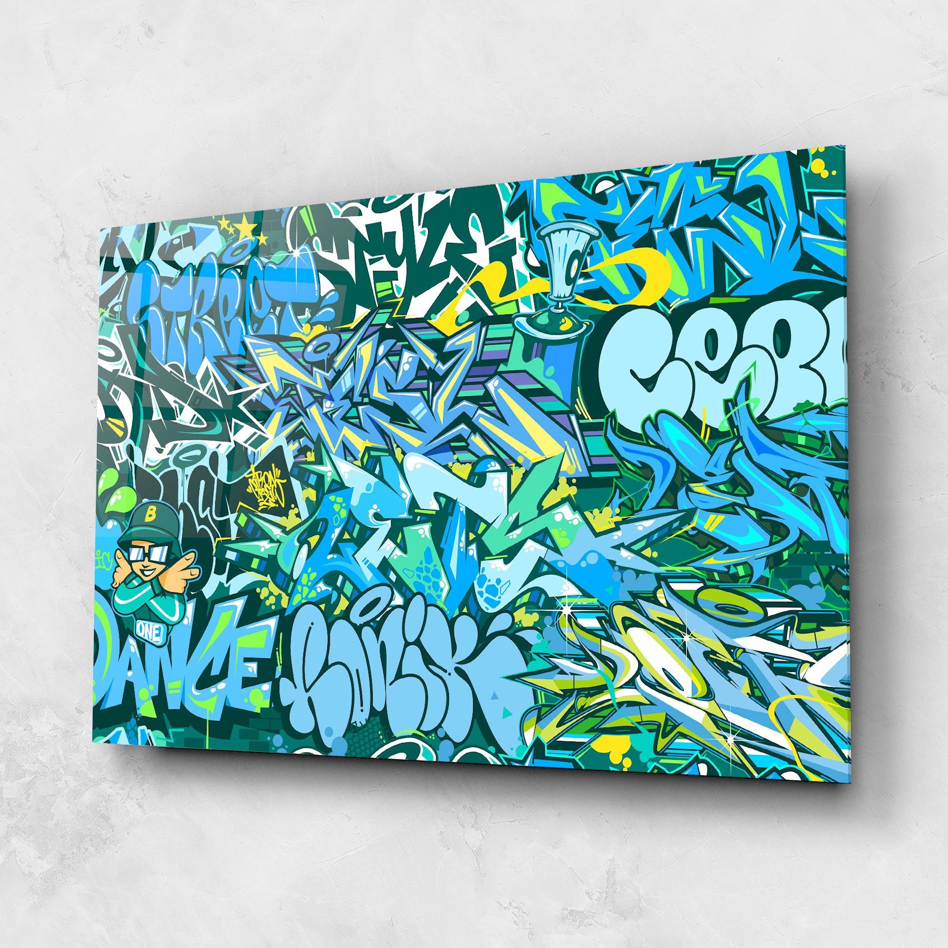 Glasbild Be One Graffiti mockup 1