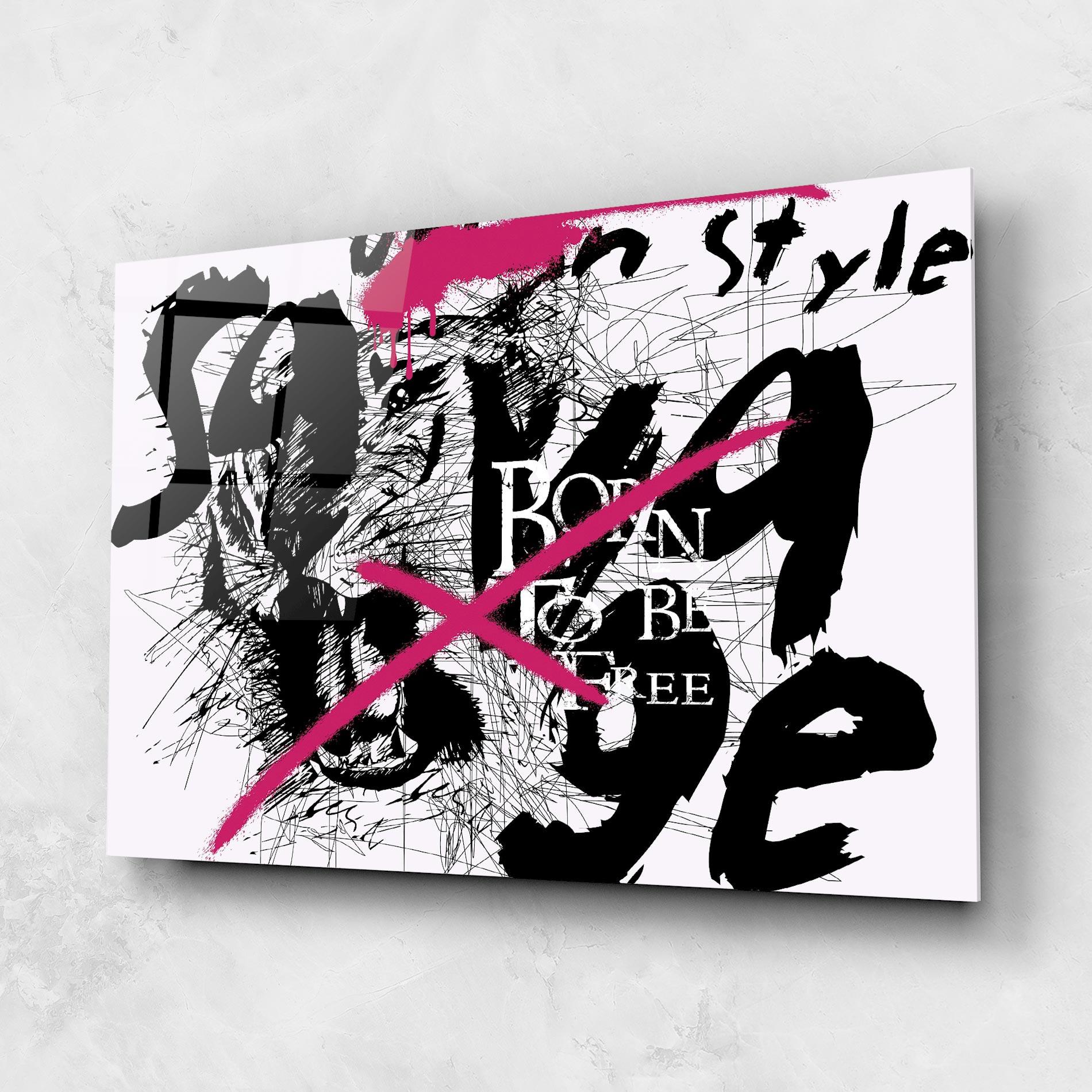 Glasbild Born Free Graffiti mockup 1