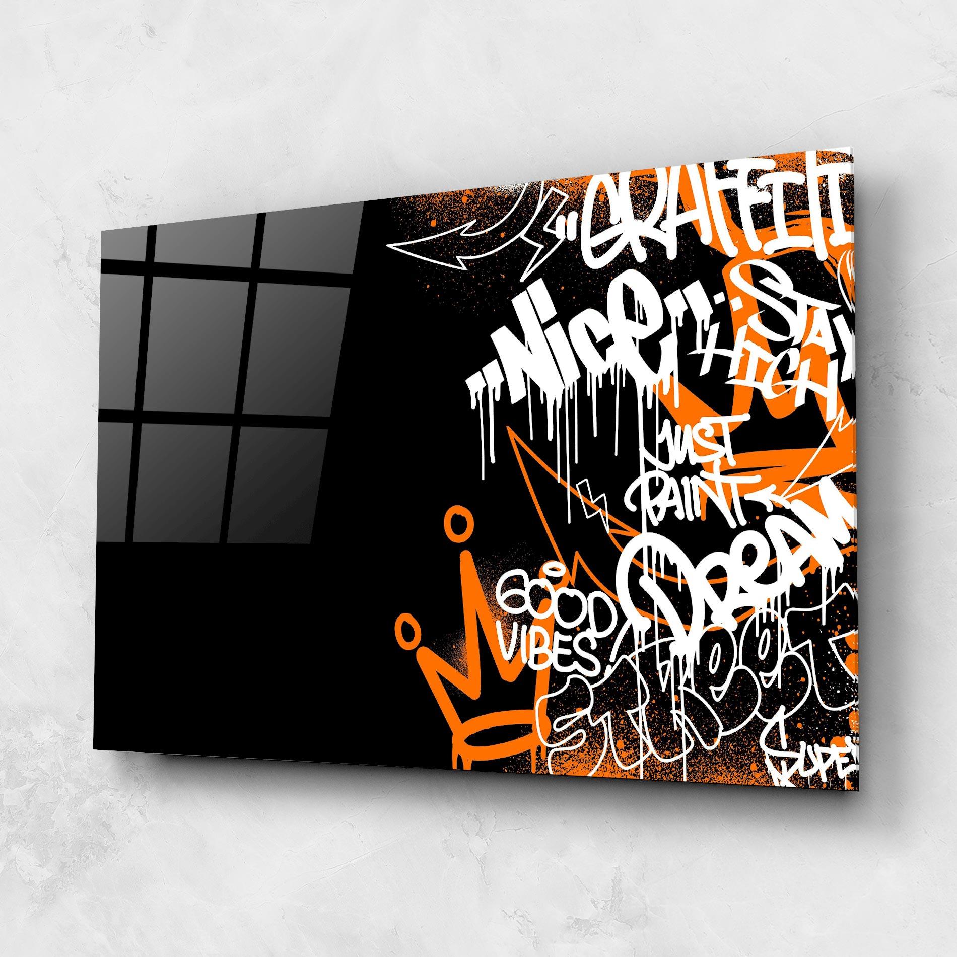 Glasbild Good Vibes Graffiti mockup 1