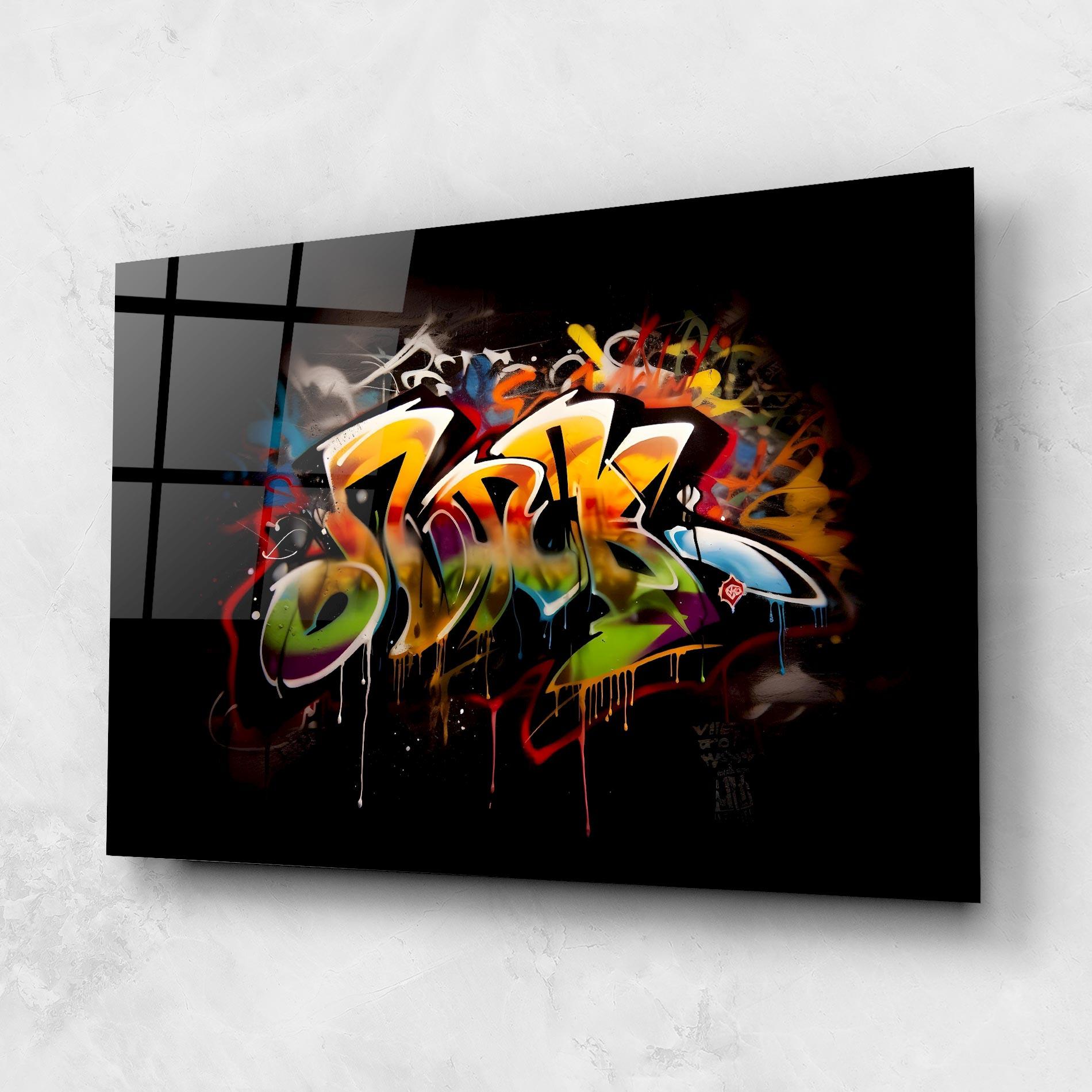 Glasbild Graffiti Style Wall mockup 1