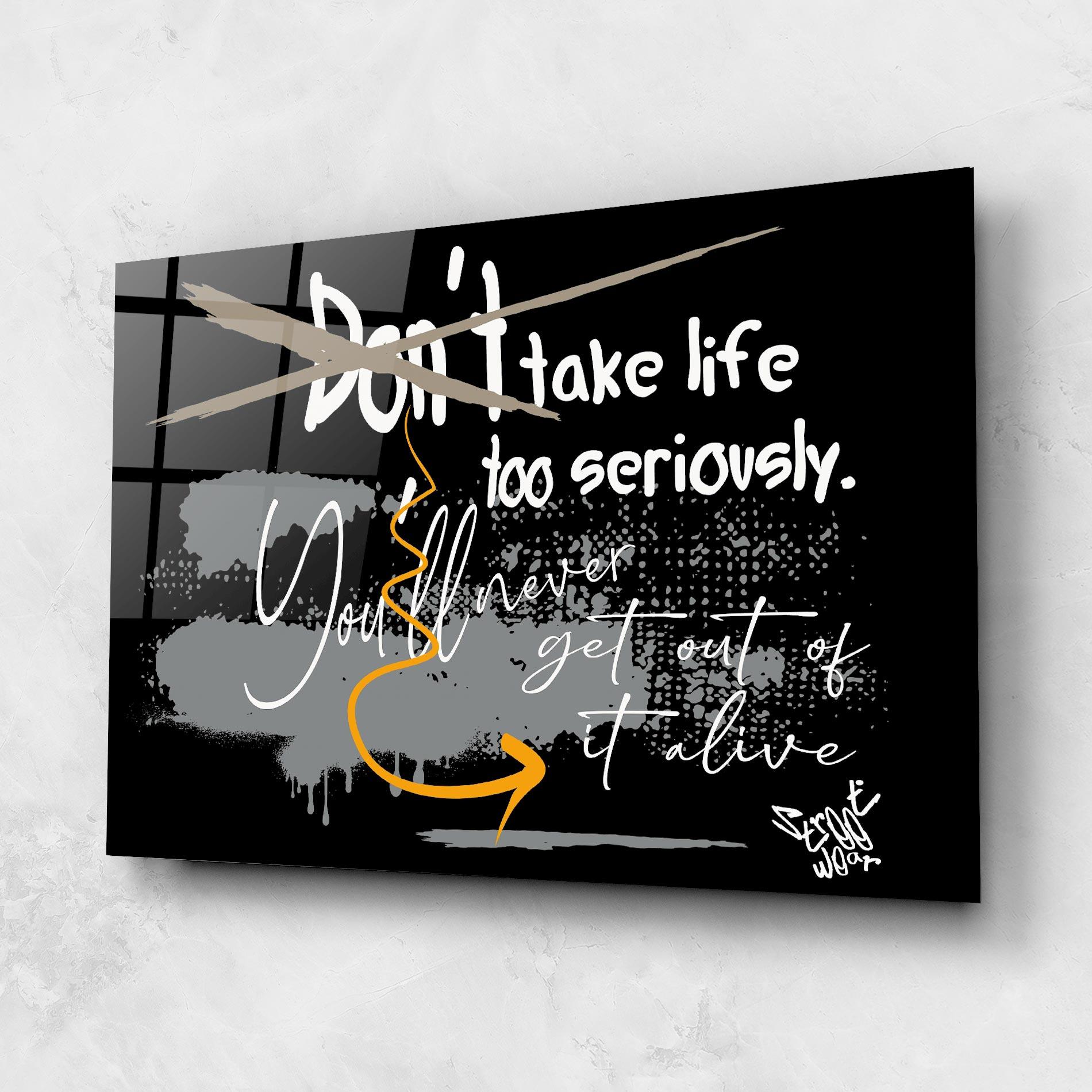 Glasbild Grey Orange Graffiti mockup 1