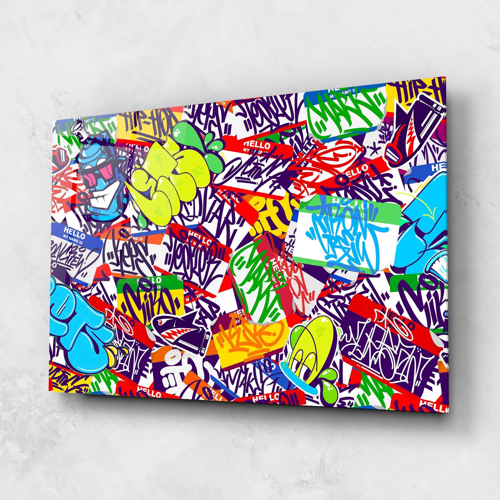 Glasbild Hello Graffiti Name mockup 1