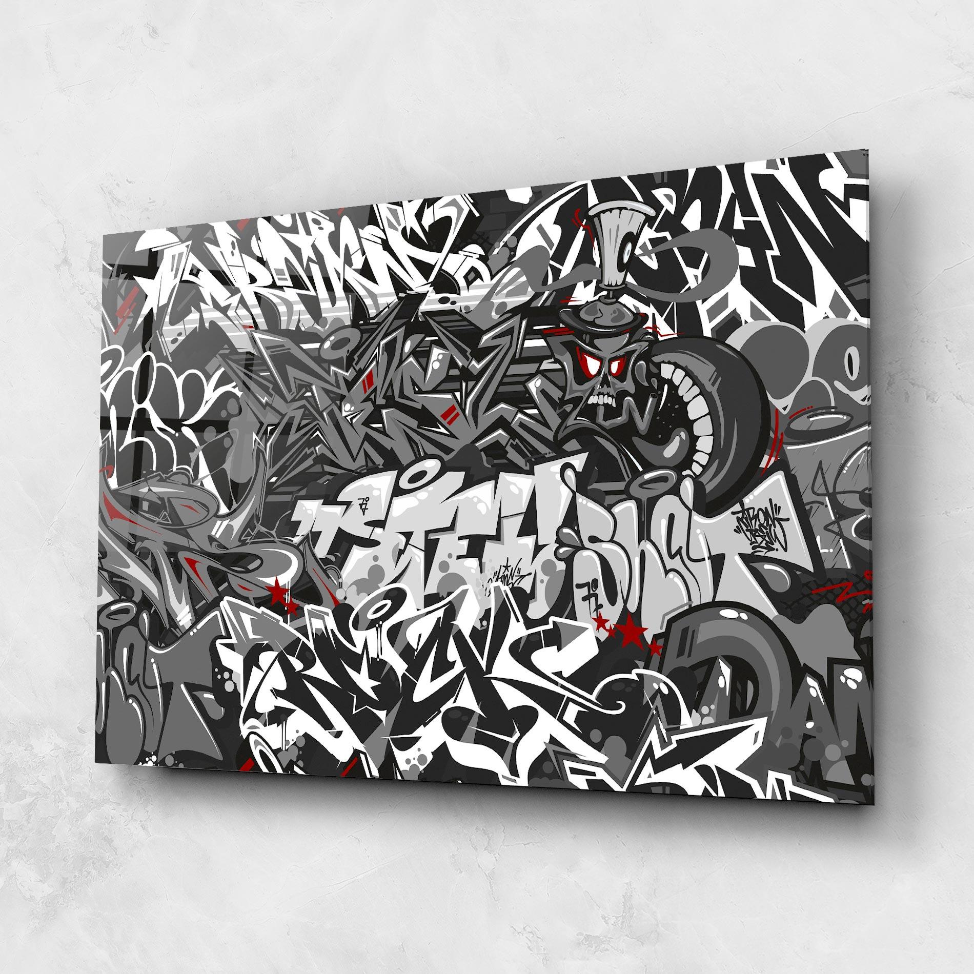 Glasbild Skull Graffiti mockup 1