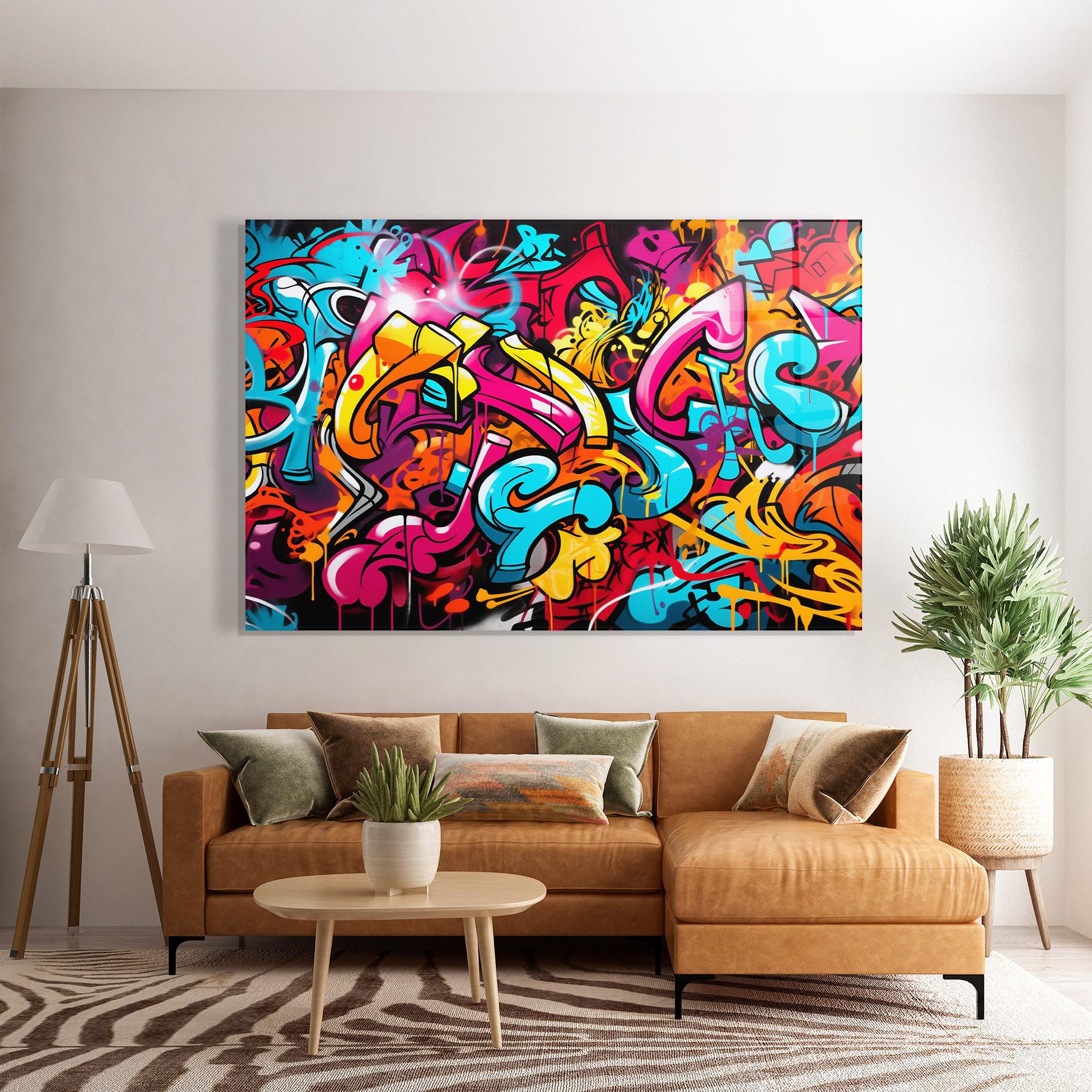 Glasbild Abstract Graffiti mockup 7