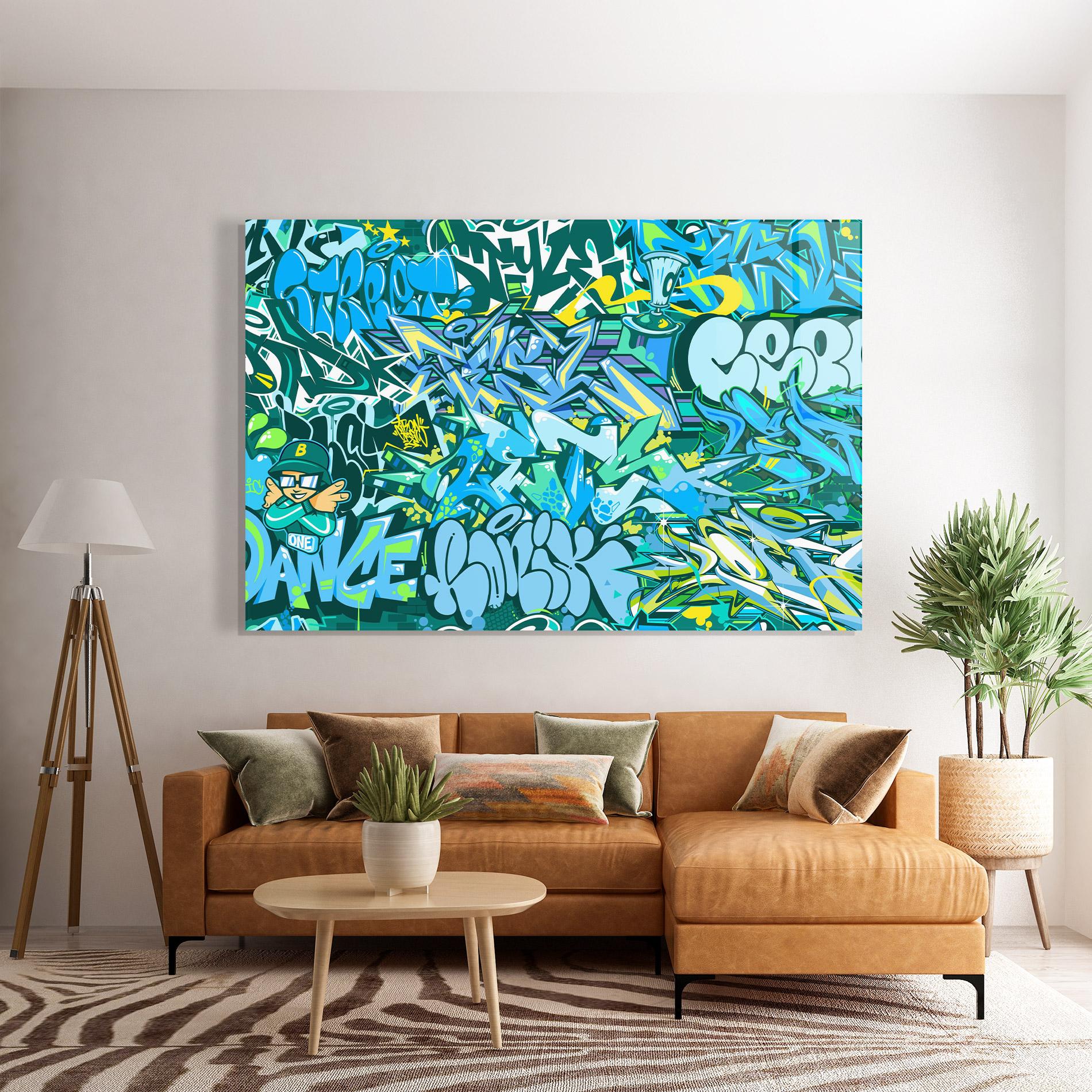 Glasbild Be One Graffiti mockup 7