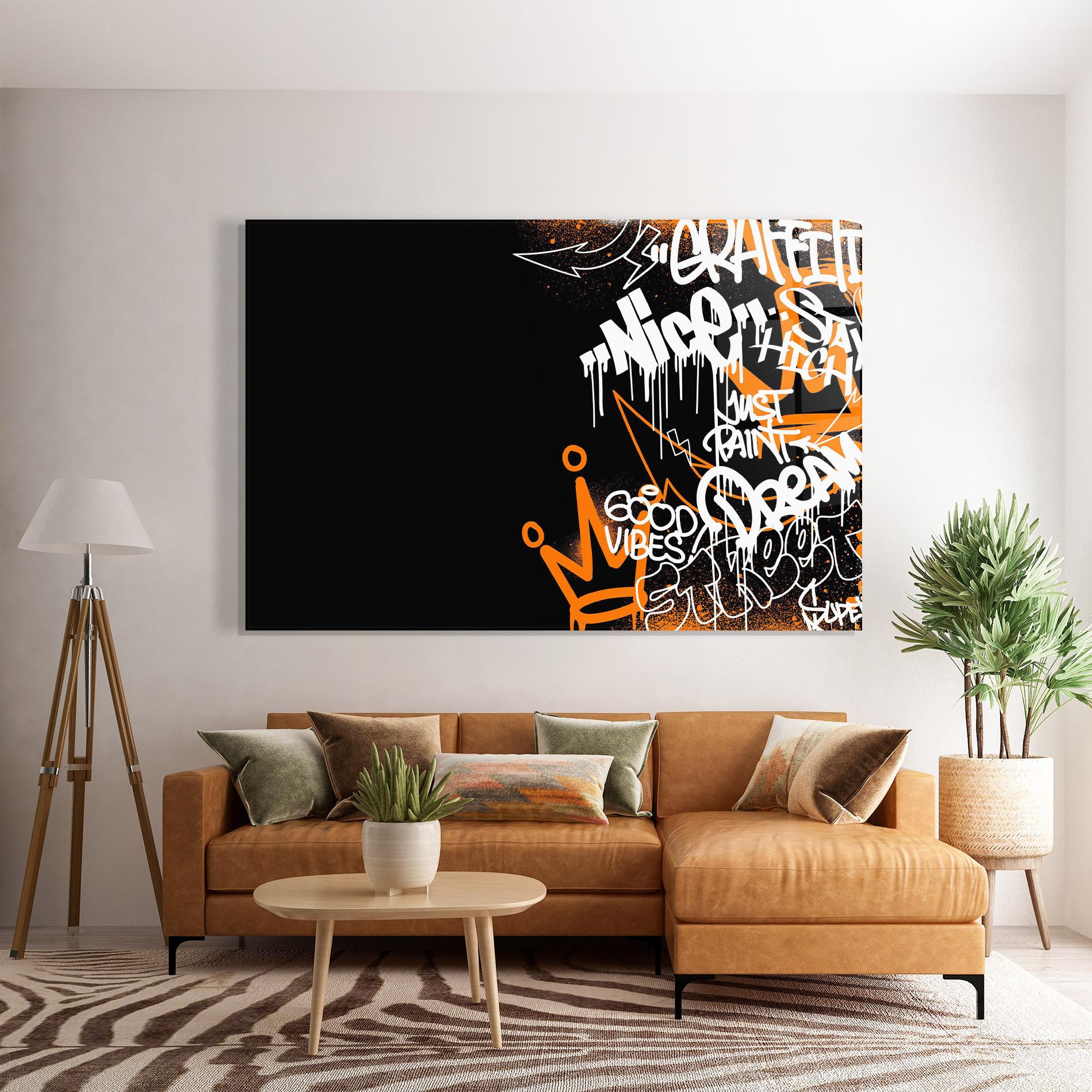 Glasbild Good Vibes Graffiti mockup 7