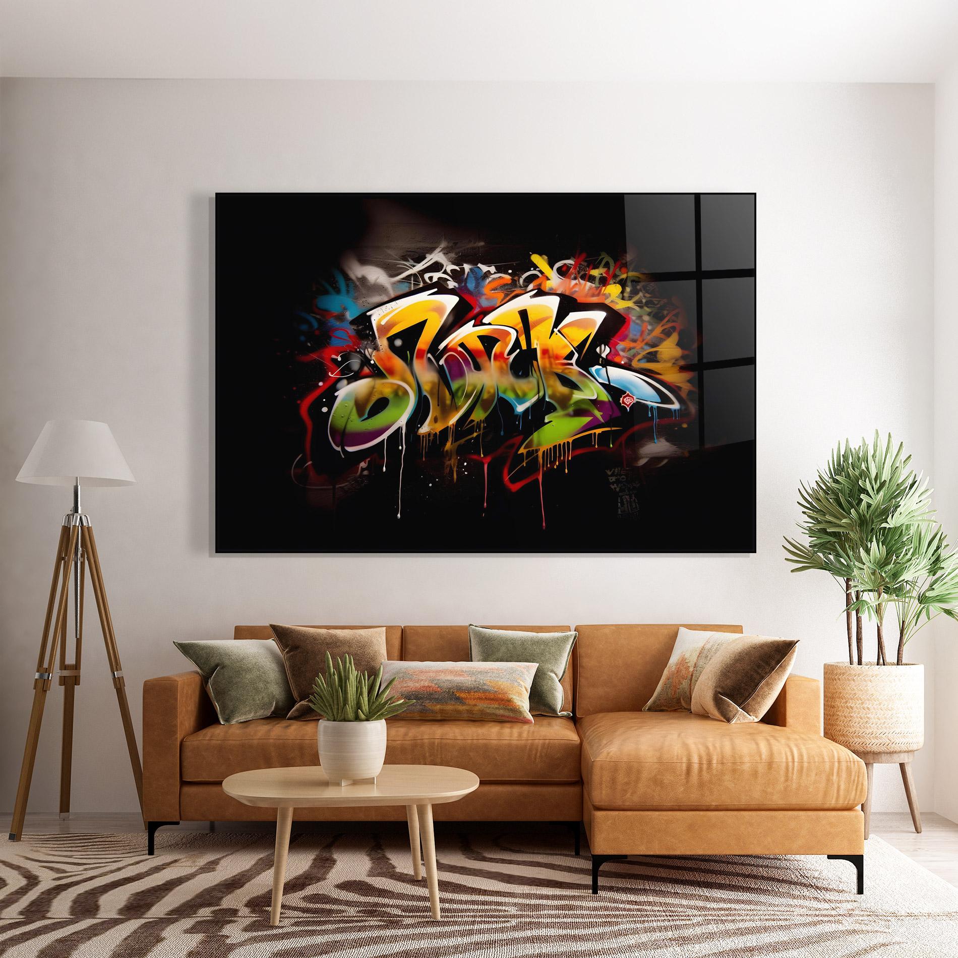 Glasbild Graffiti Style Wall mockup 7