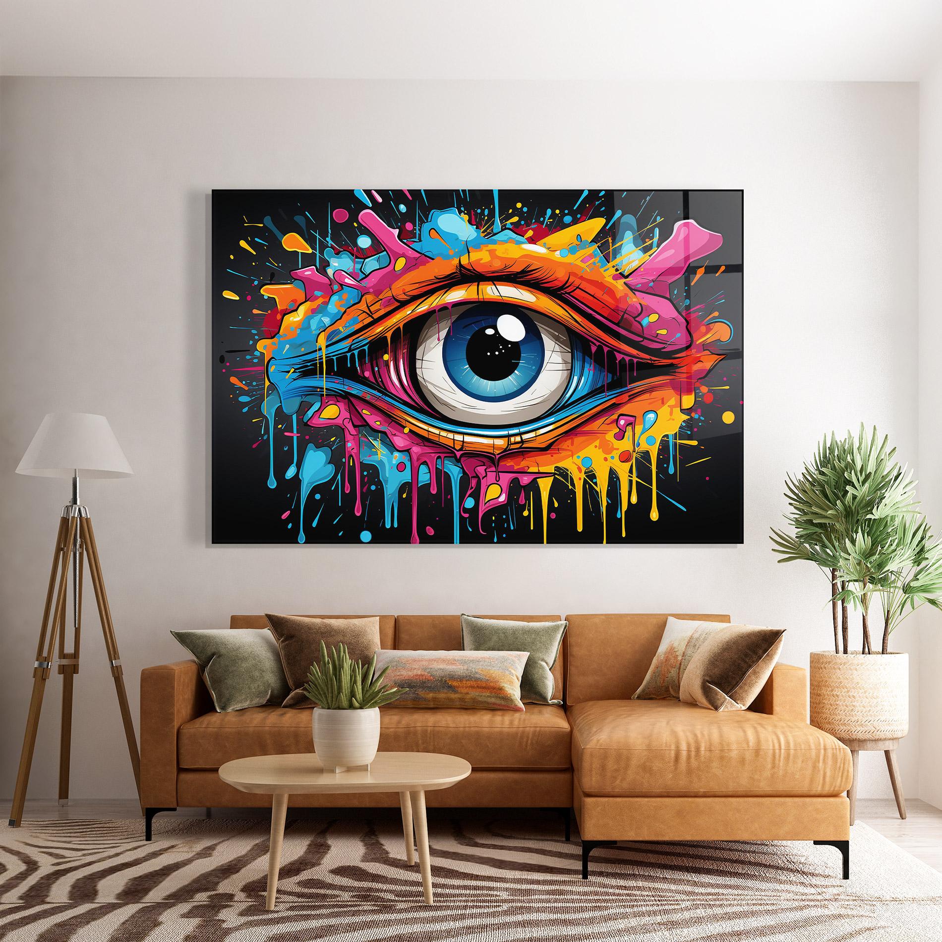 Glasbild Graffitistyle Eye mockup 7