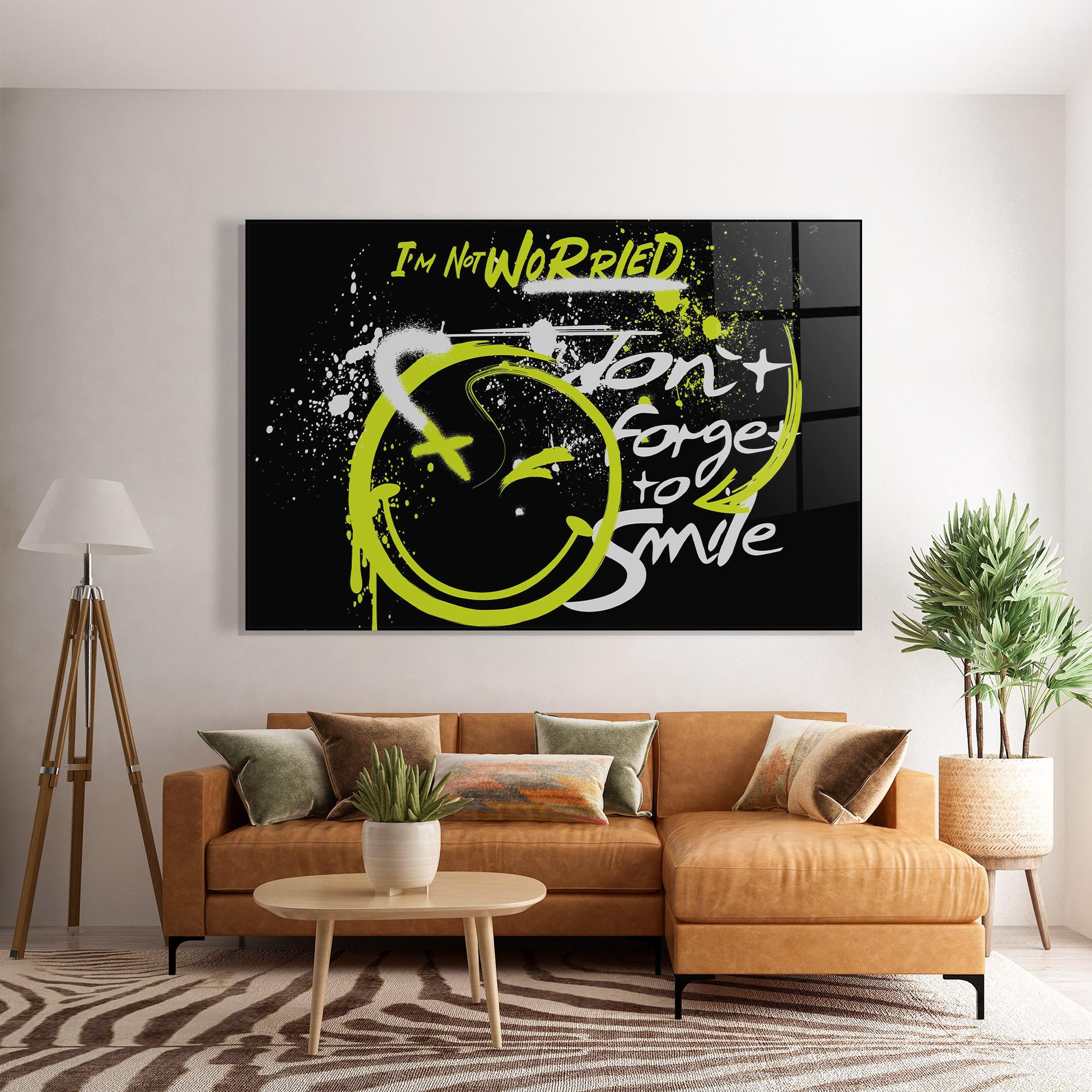 Glasbild Green Smile Graffiti mockup 7