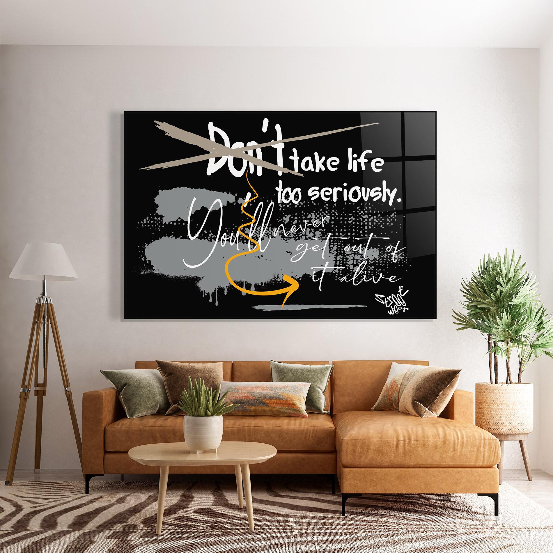 Glasbild Grey Orange Graffiti mockup 7