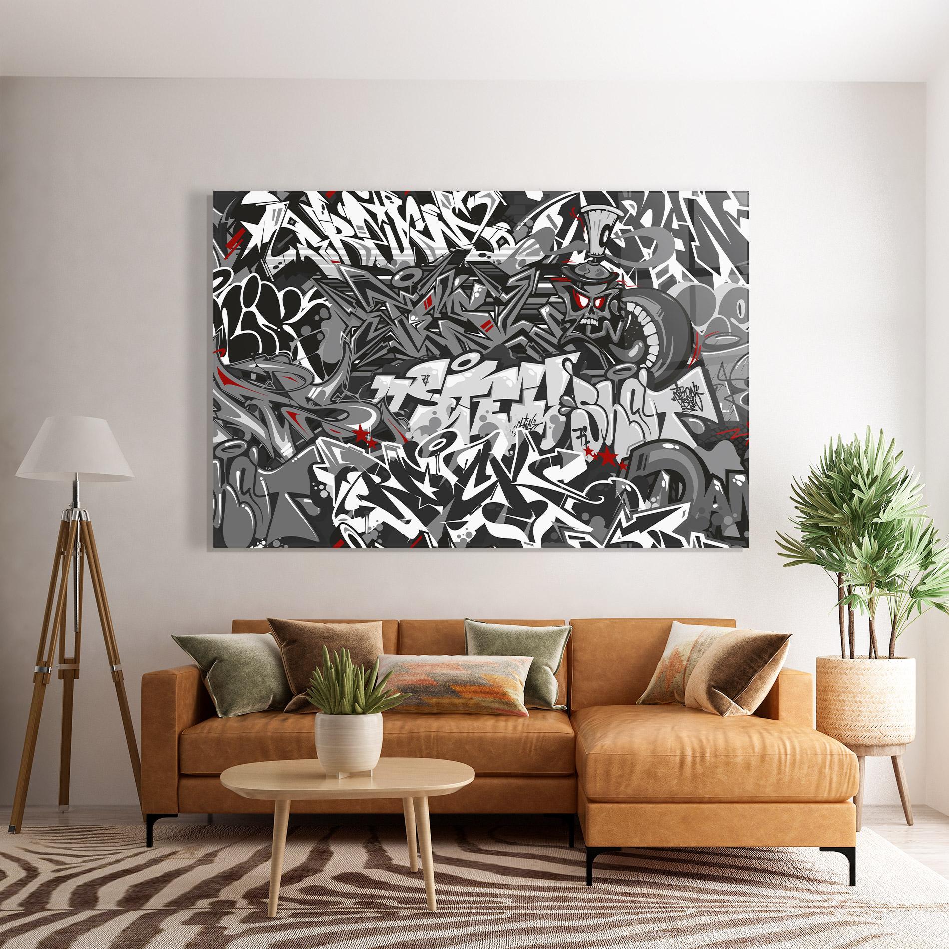 Glasbild Skull Graffiti mockup 7