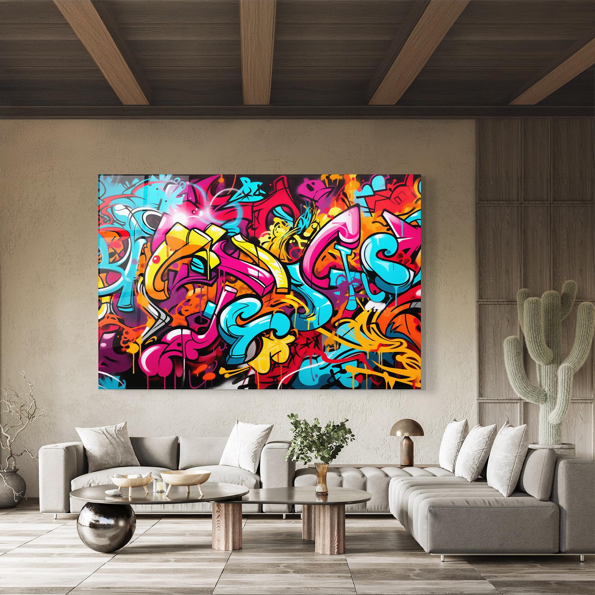 Glasbild Abstract Graffiti mockup 8