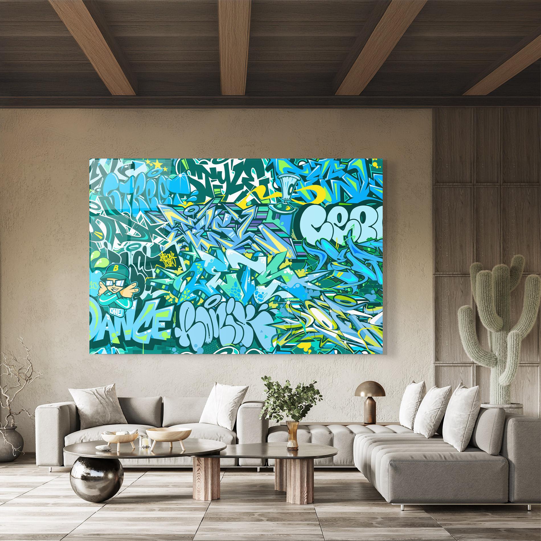 Glasbild Be One Graffiti mockup 8