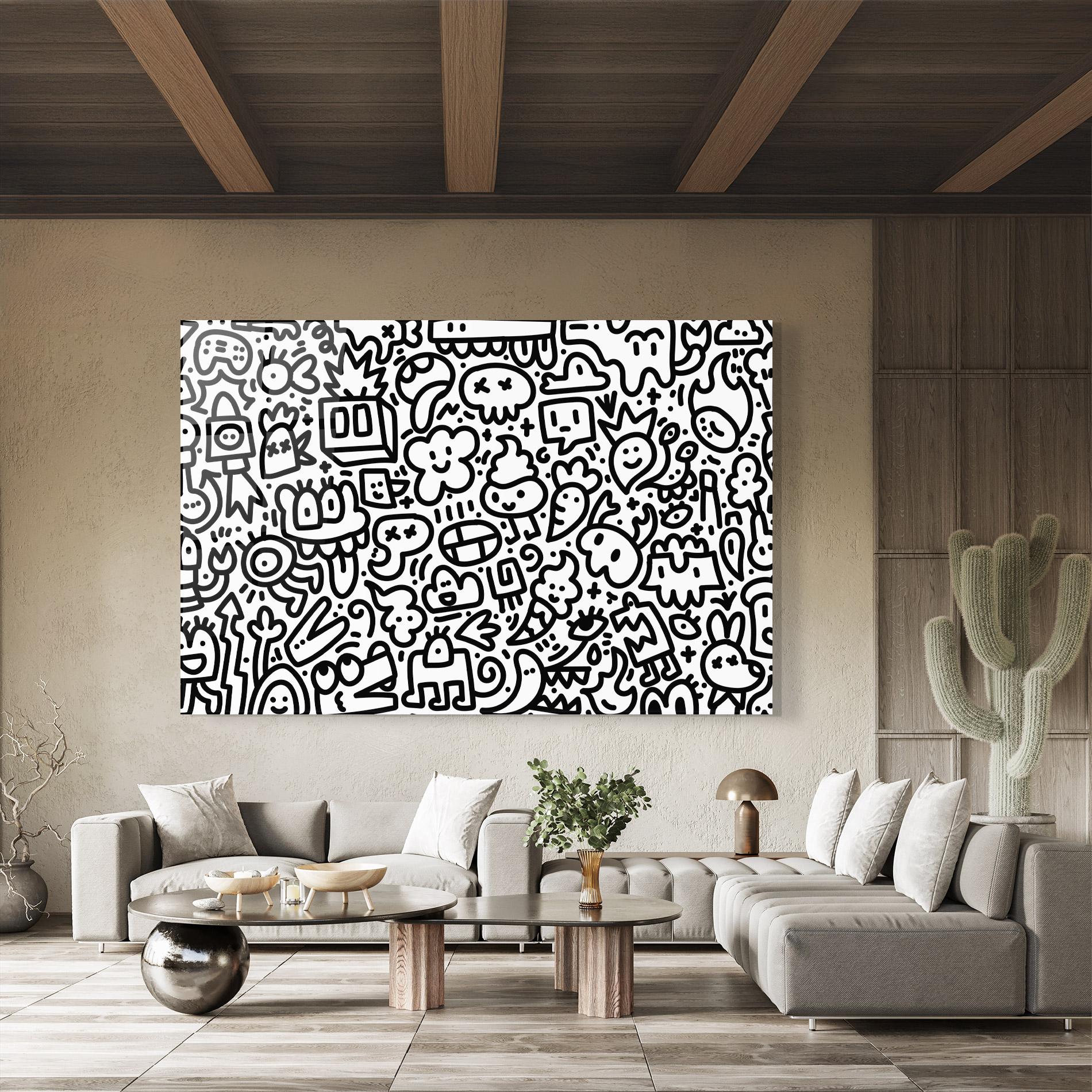 Glasbild Black Line Doodle mockup 8