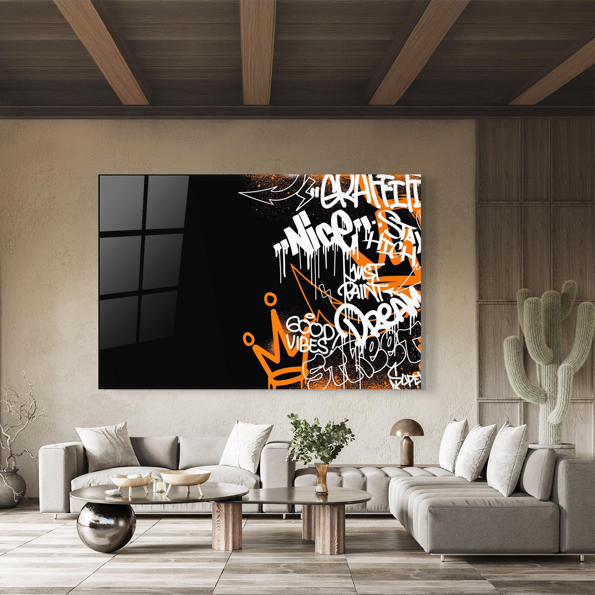 Glasbild Good Vibes Graffiti mockup 8