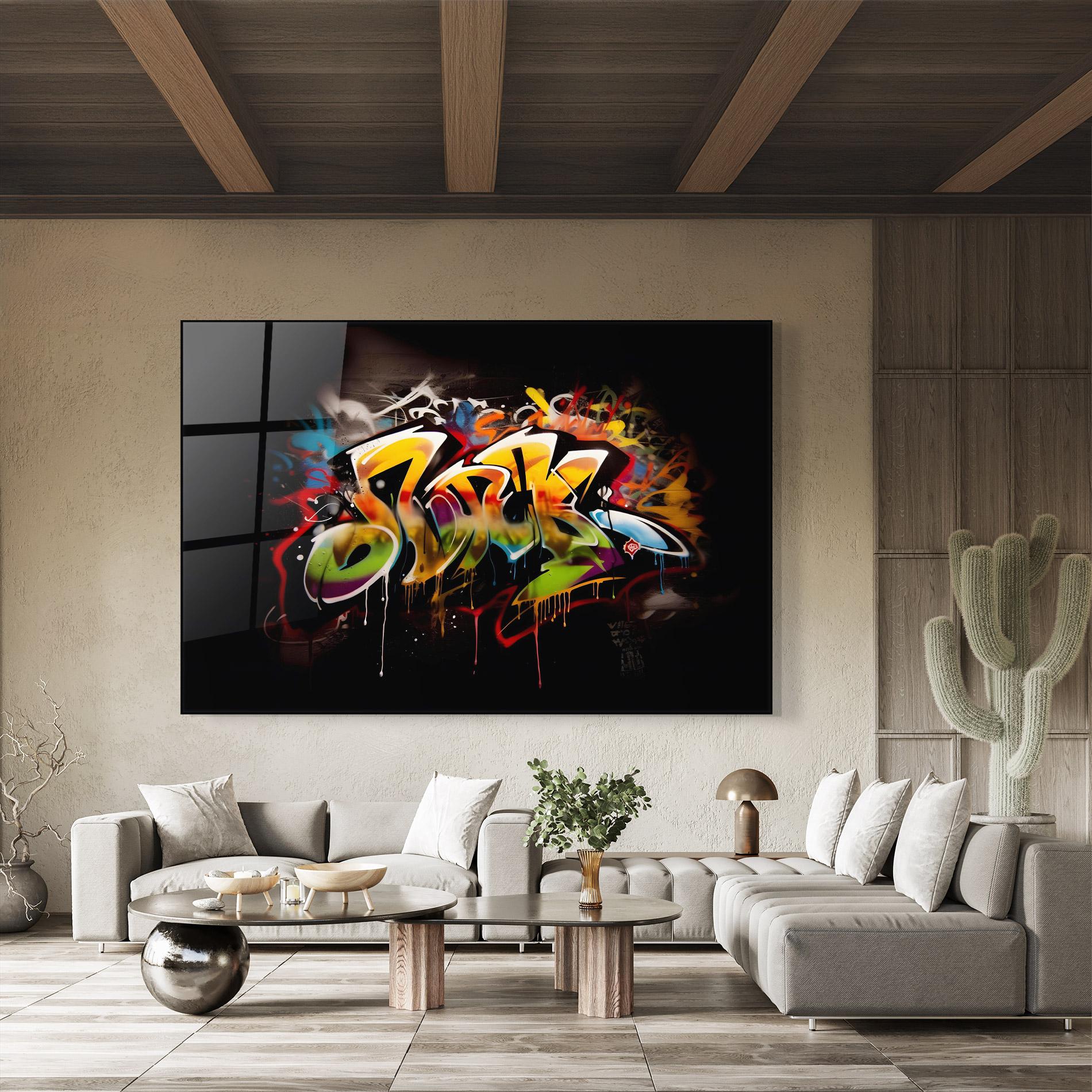 Glasbild Graffiti Style Wall mockup 8
