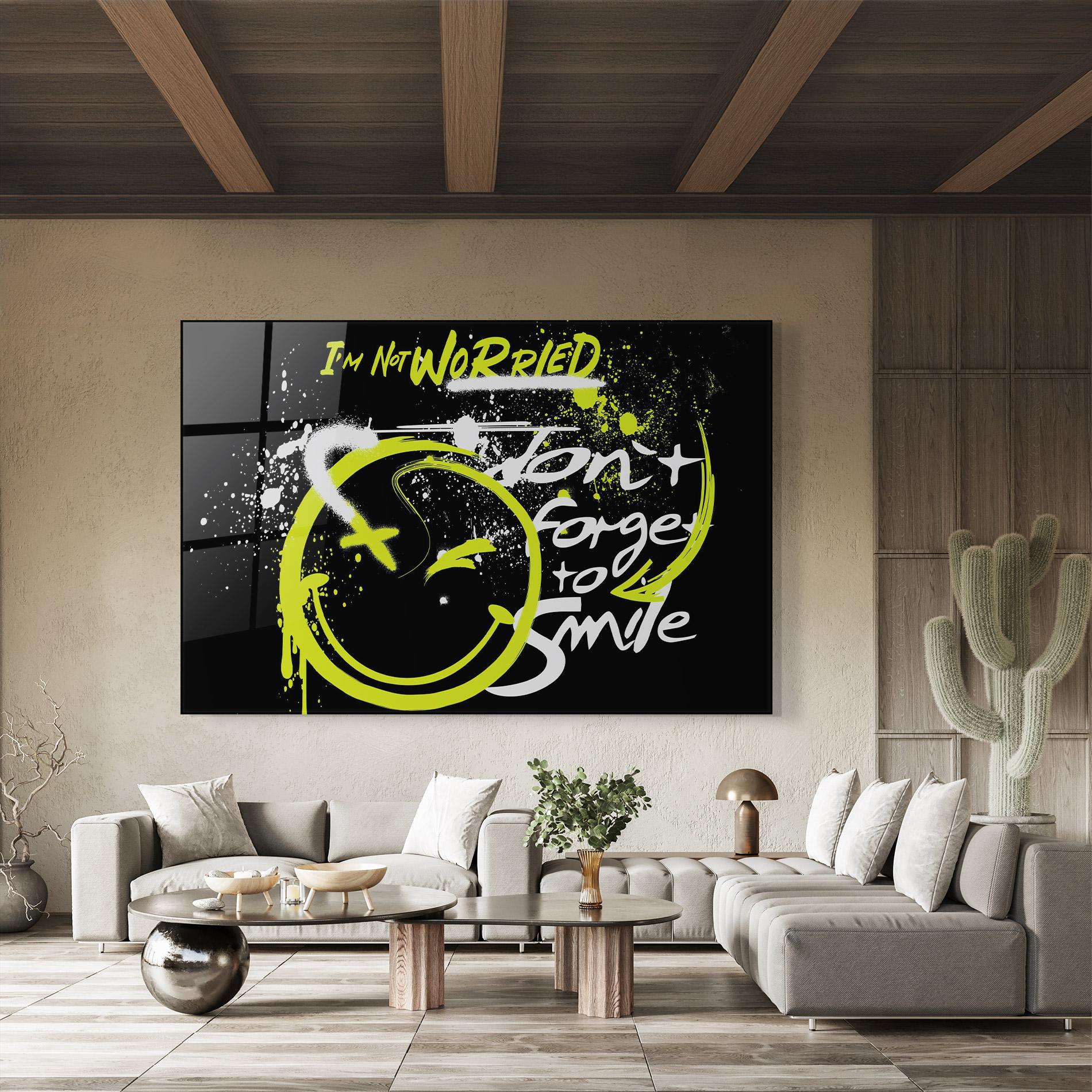Glasbild Green Smile Graffiti mockup 8