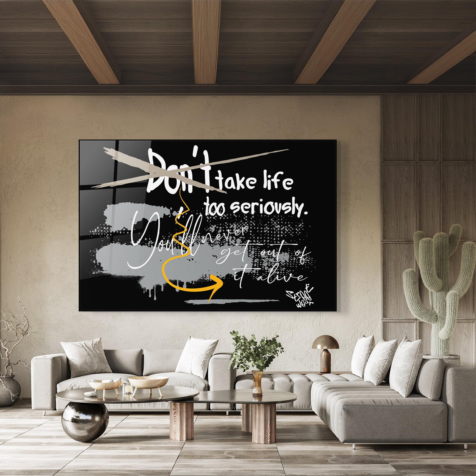 Glasbild Grey Orange Graffiti mockup 8