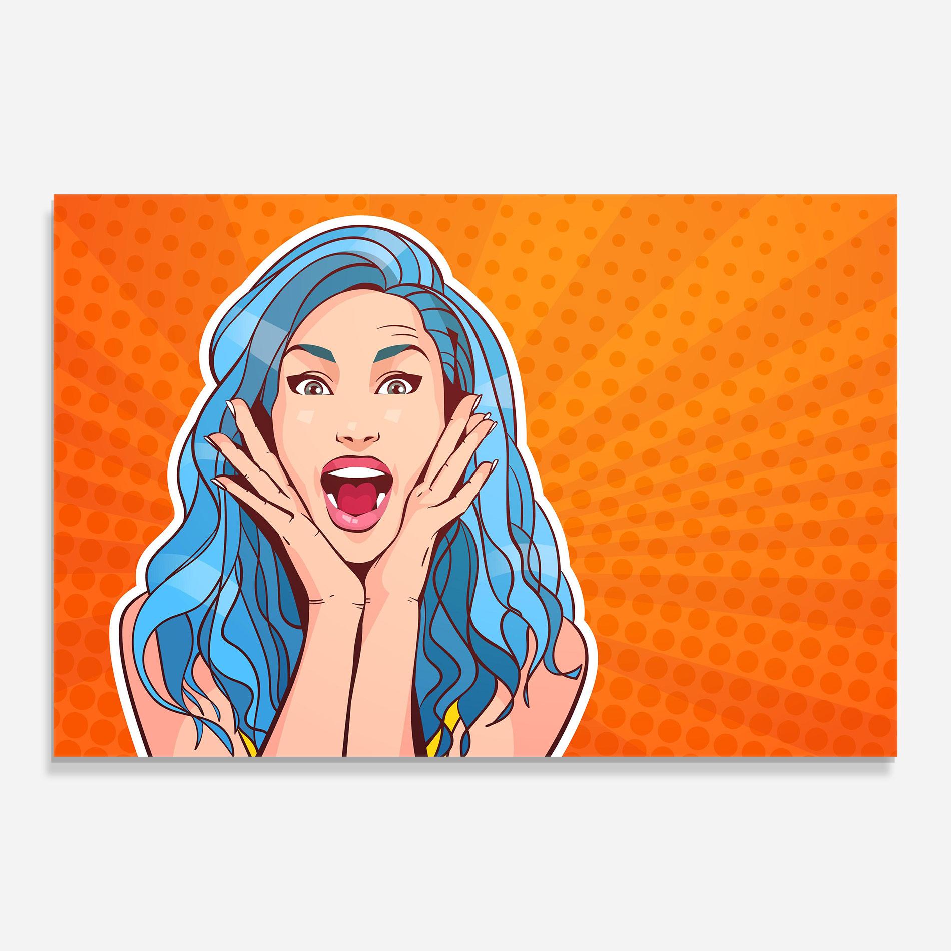Glasbild Blue Hair Surprised mockup 0